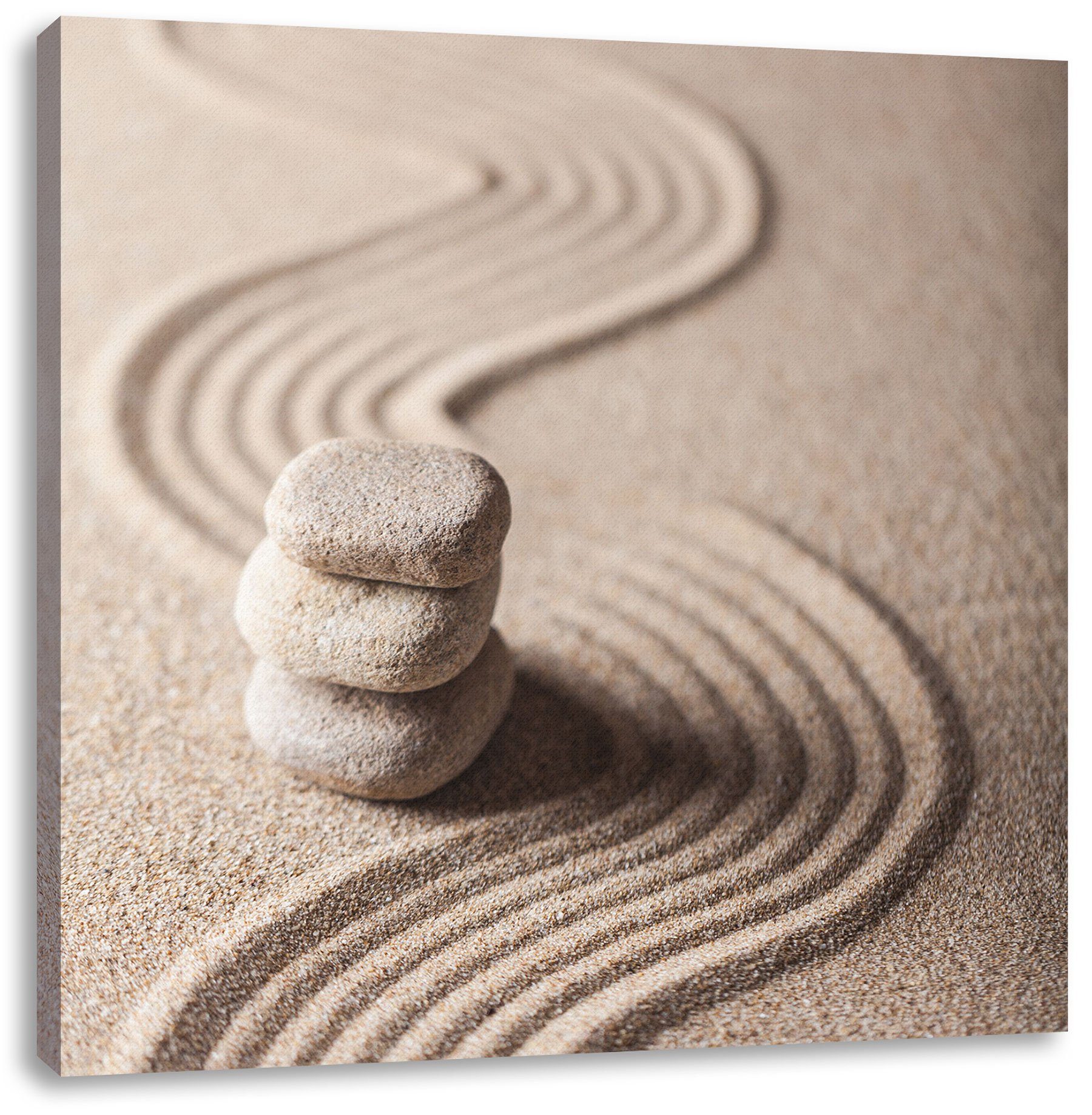 Sand, inkl. im bespannt, fertig Leinwandbild Leinwandbild St), Pixxprint Sand Wellenmuster (1 Wellenmuster im Zackenaufhänger
