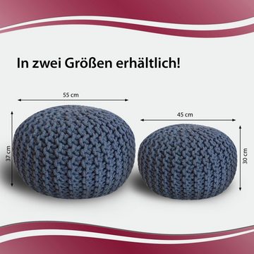 Casamia Pouf Pouf Ø 55 o. 45 cm Strickhocker Sitzpouf Bodenkissen nachhaltig