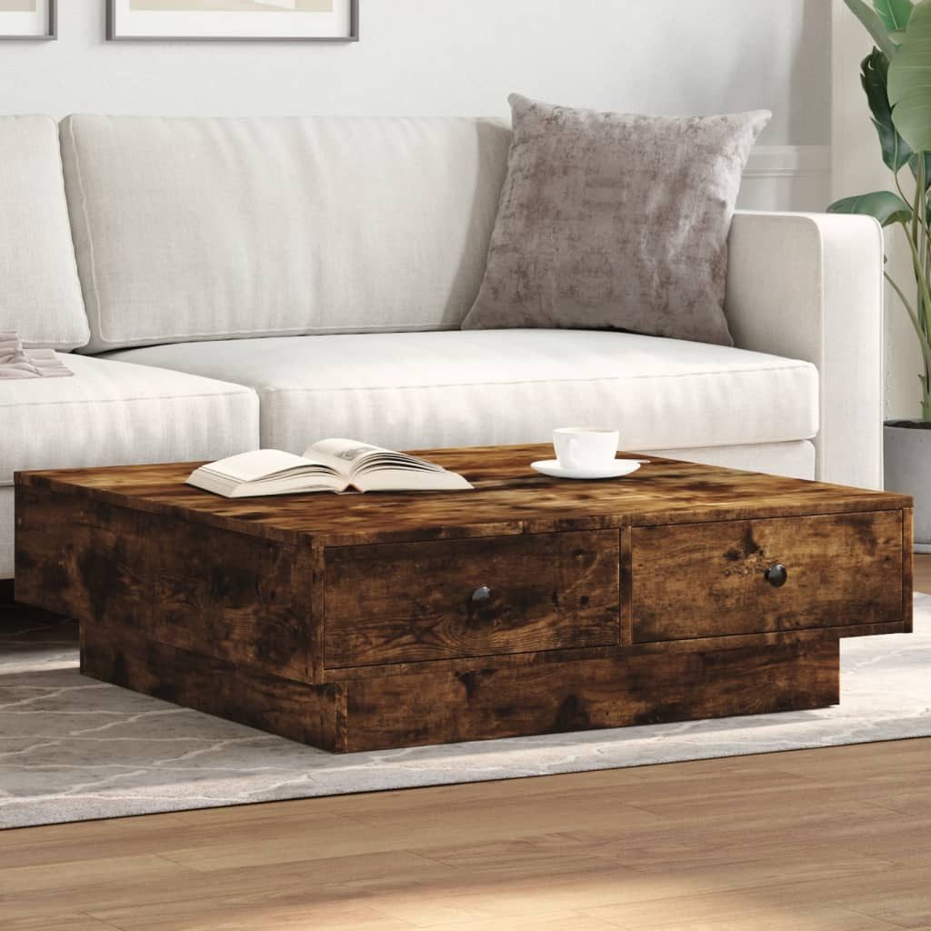 furnicato Couchtisch Räuchereiche 90x90x28 cm Holzwerkstoff günstig online kaufen