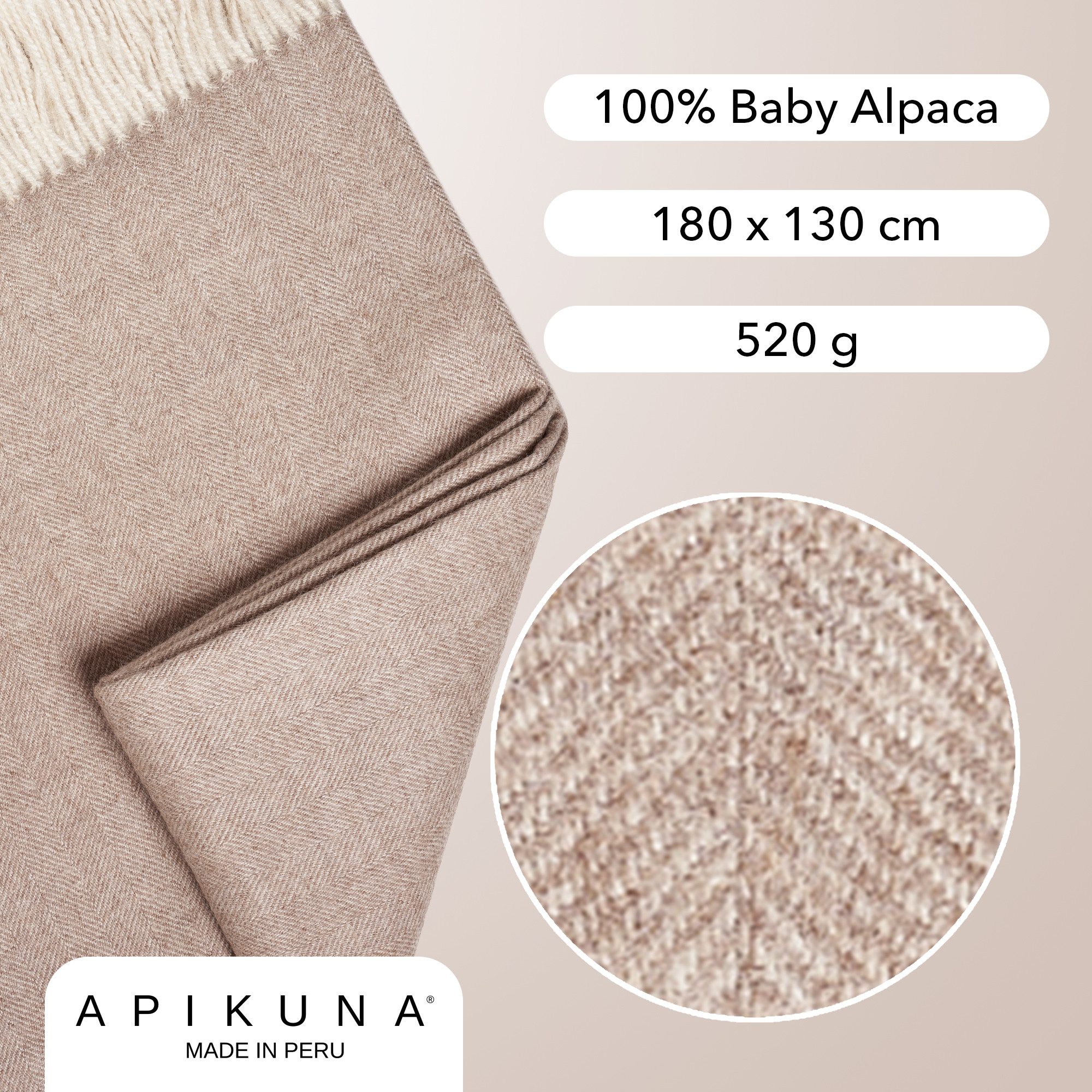 Apikuna Tagesdecke Baby Alpaka Wohndecke Luxus weich elegant, 100 % Baby Alpaka Wolle, temperaturregulierend, weich, hypoallergen