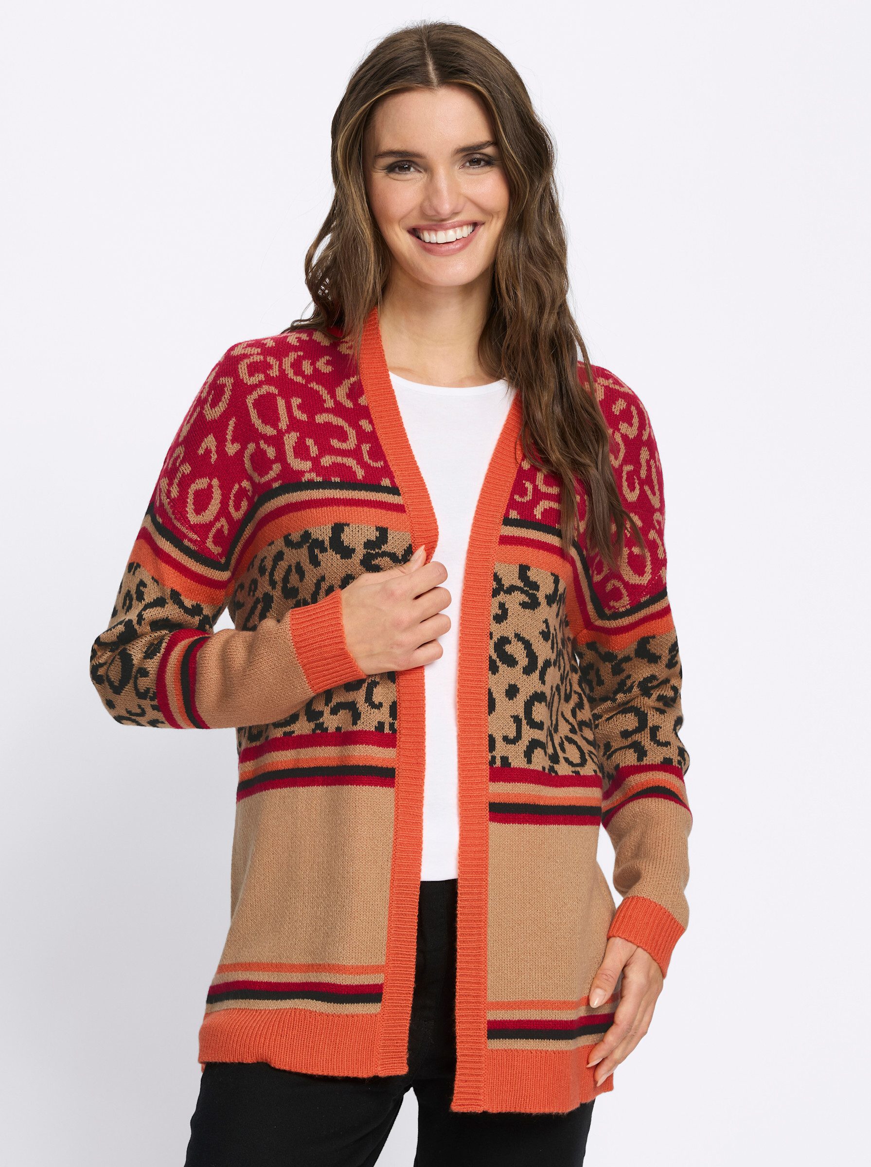 Sieh an! Strickjacke Strickjacke Langarm Jacquard
