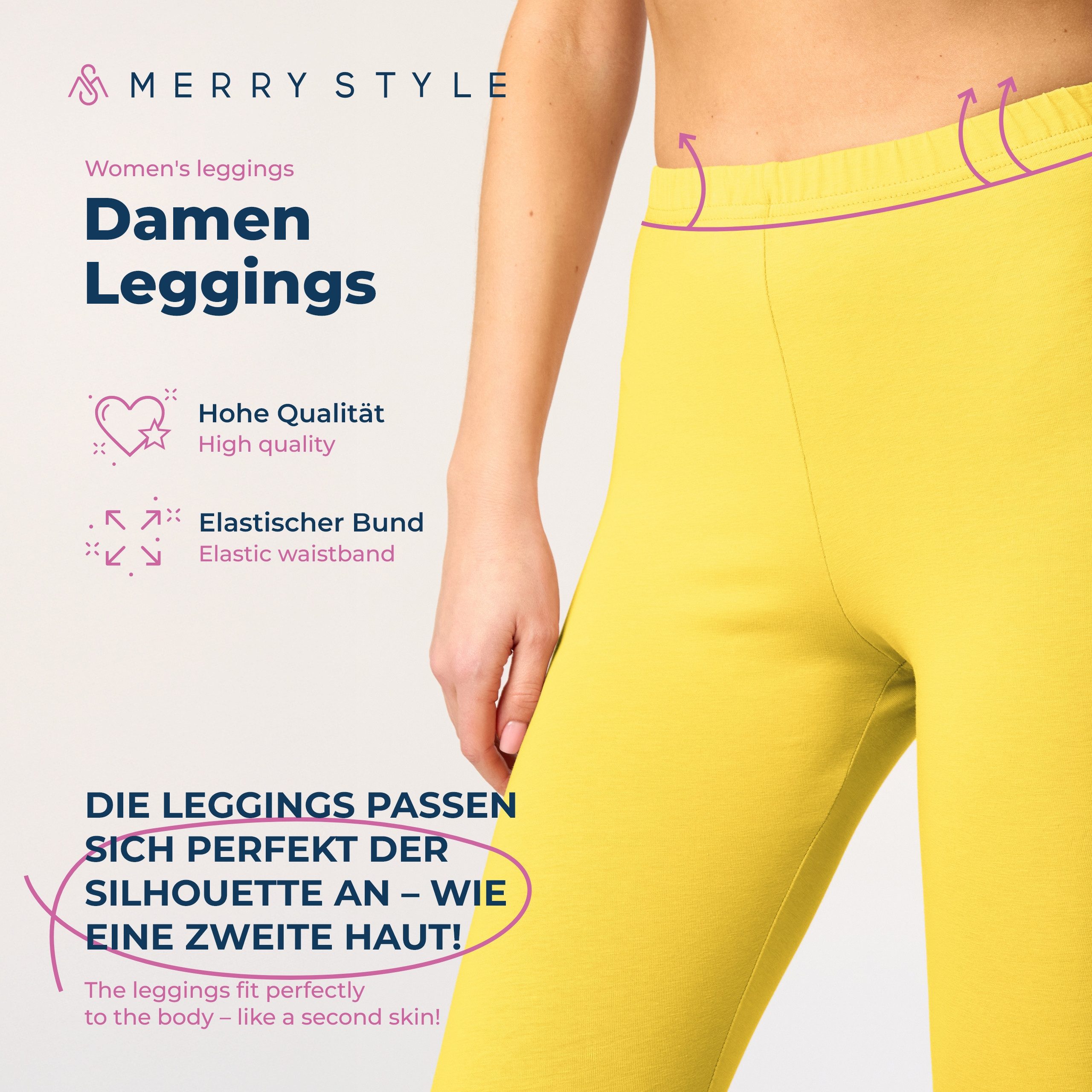 Merry Style Leggings Caprihose Damen 3/4 Hose MS10-199 (1-tlg) aus Baumwolle
