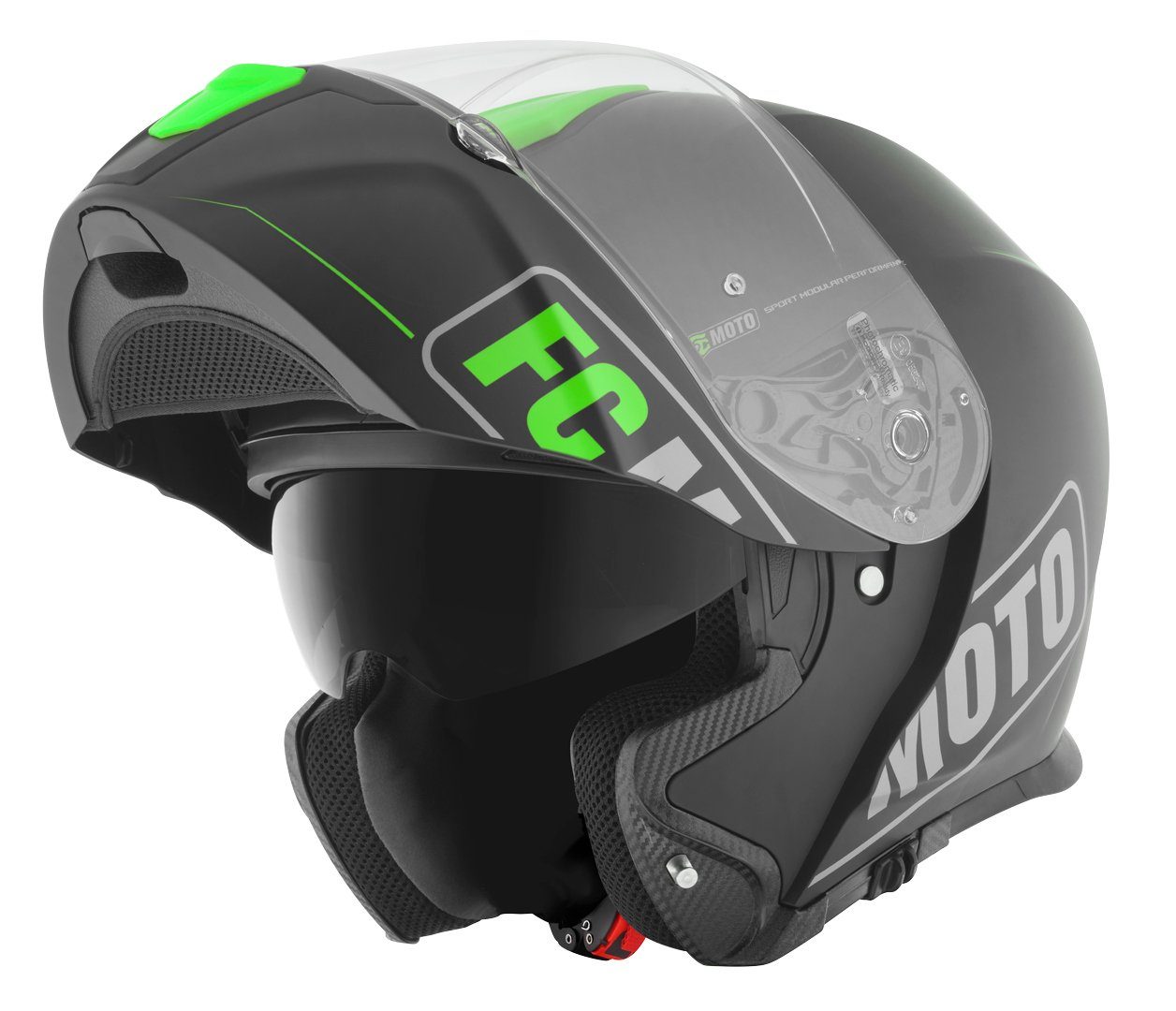 FC-Moto Motorradhelm Novo Straight Klapphelm, Integriertes Sonnenvisier
