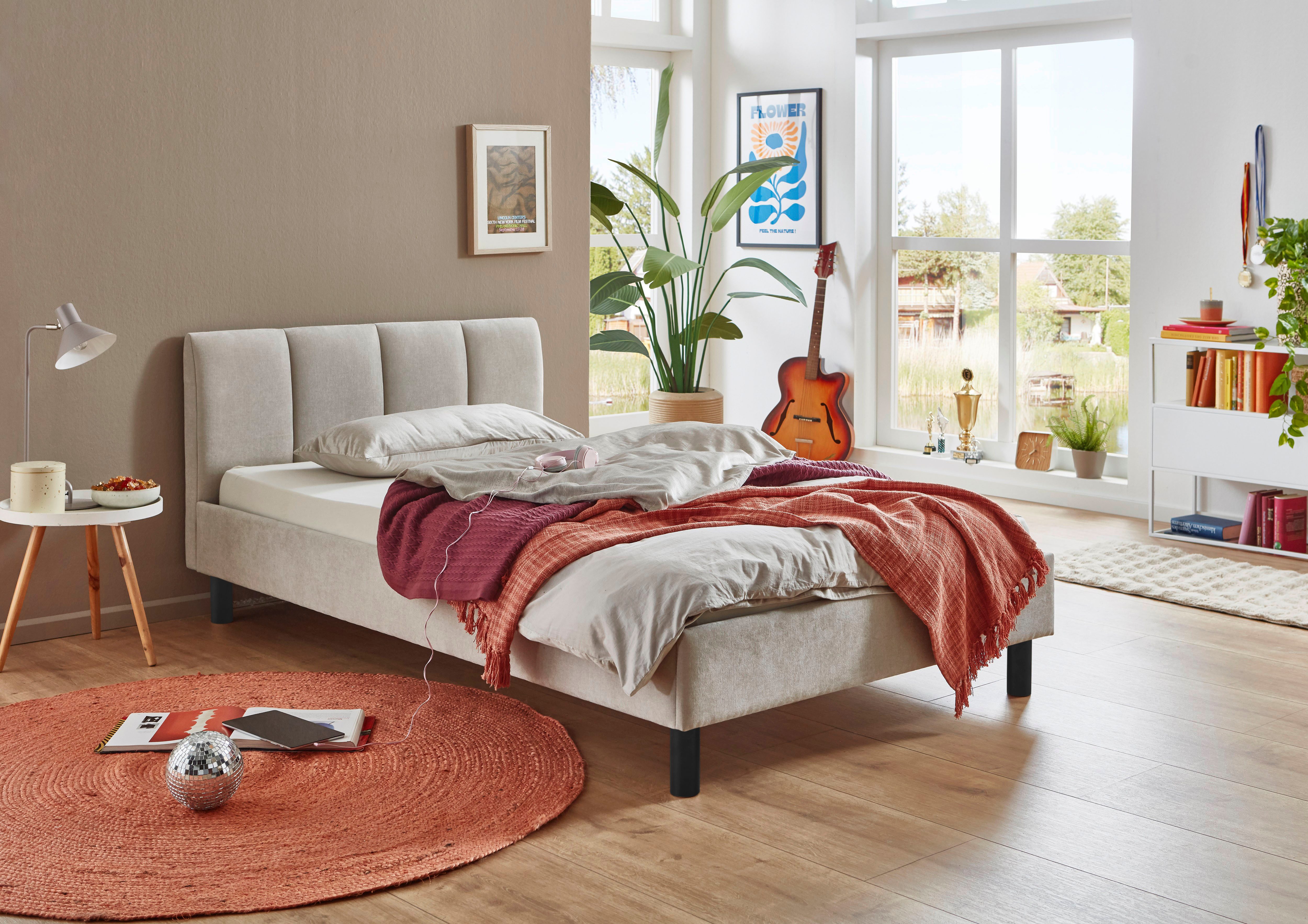 meise.möbel Polsterbett Joker, in verschiedenen Breiten und Farben erhältlich, wahlweise mit schwarzem oder eichefarbigem Holzfuß