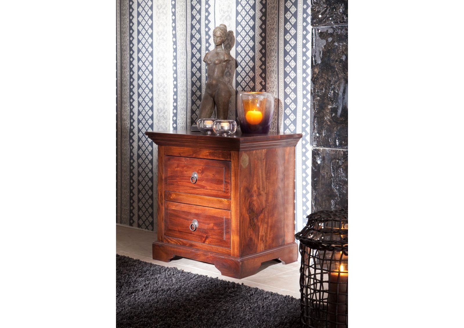 Massivmoebel24 Nachttisch OXFORD (52x40x54 Akazie montiert), günstig online kaufen