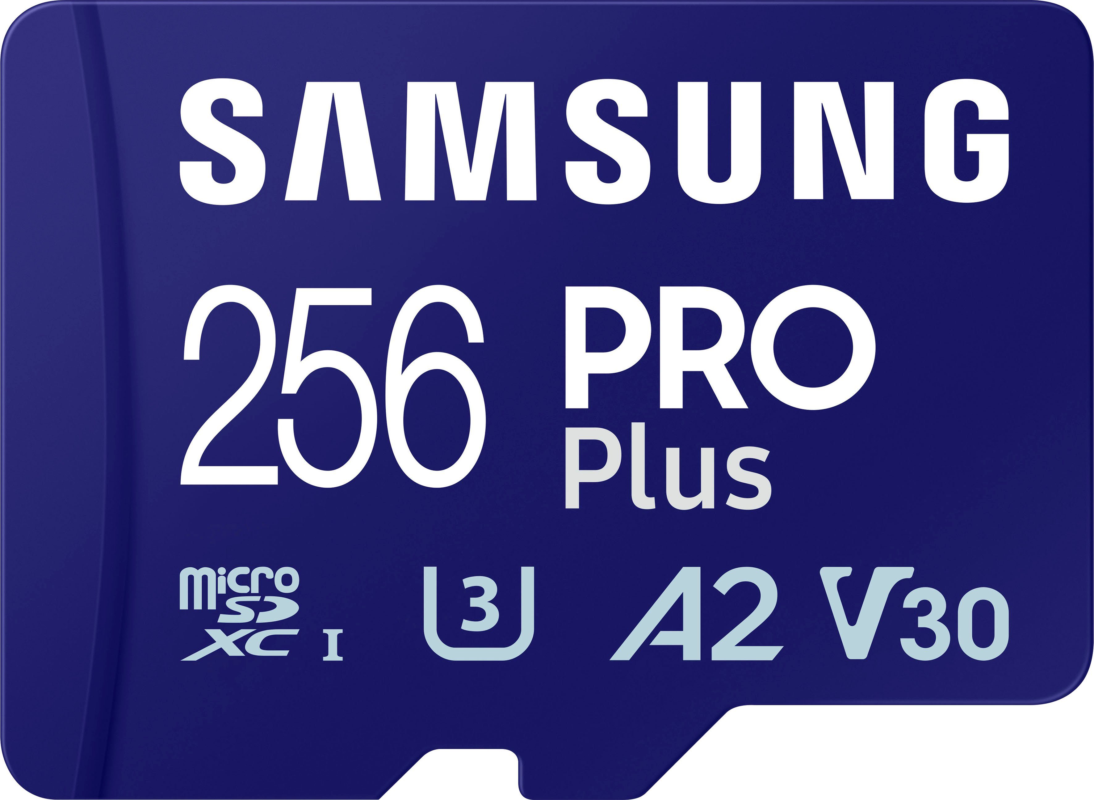 Samsung PRO Plus + microSDXC-Adapter Speicherkarte (256 GB, Class 10, 160 MB/s Lesegeschwindigkeit)