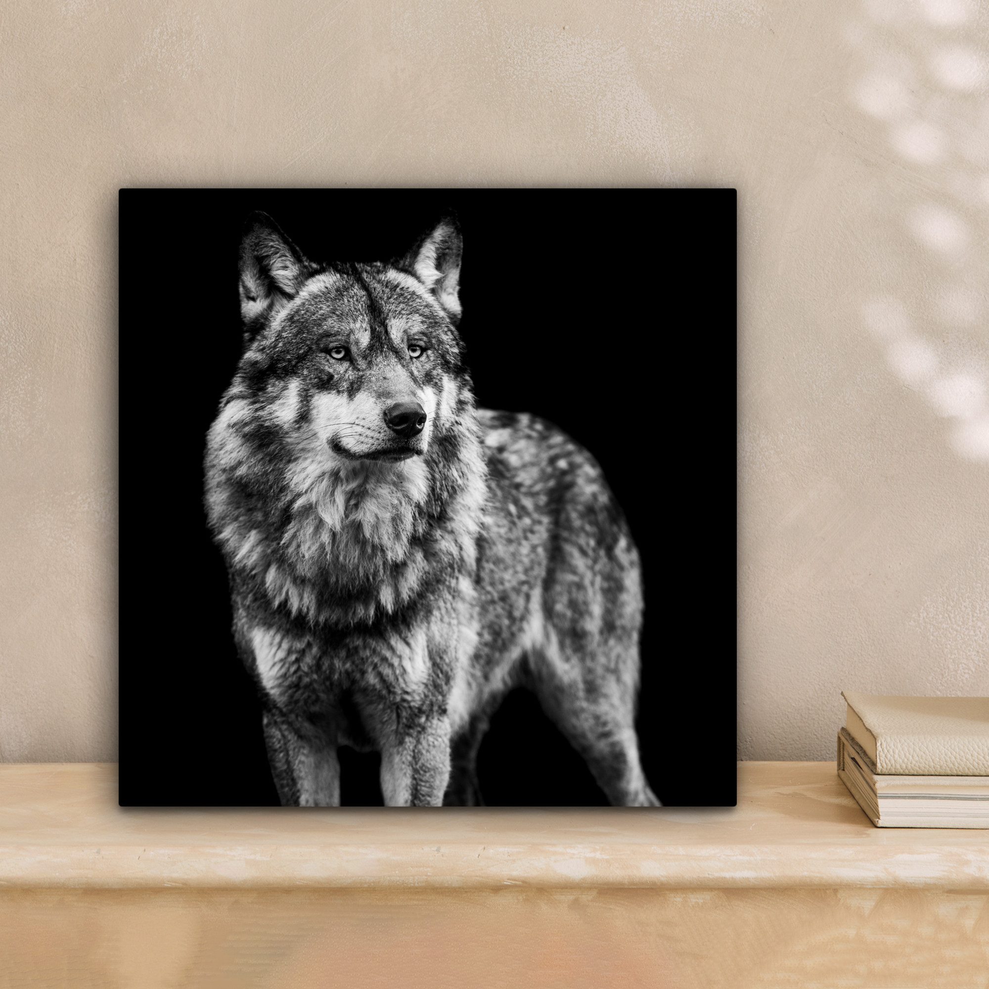 OneMillionCanvasses® Leinwandbild Wolf - Tiere - Wild - Schwarz - Weiß, Fot günstig online kaufen