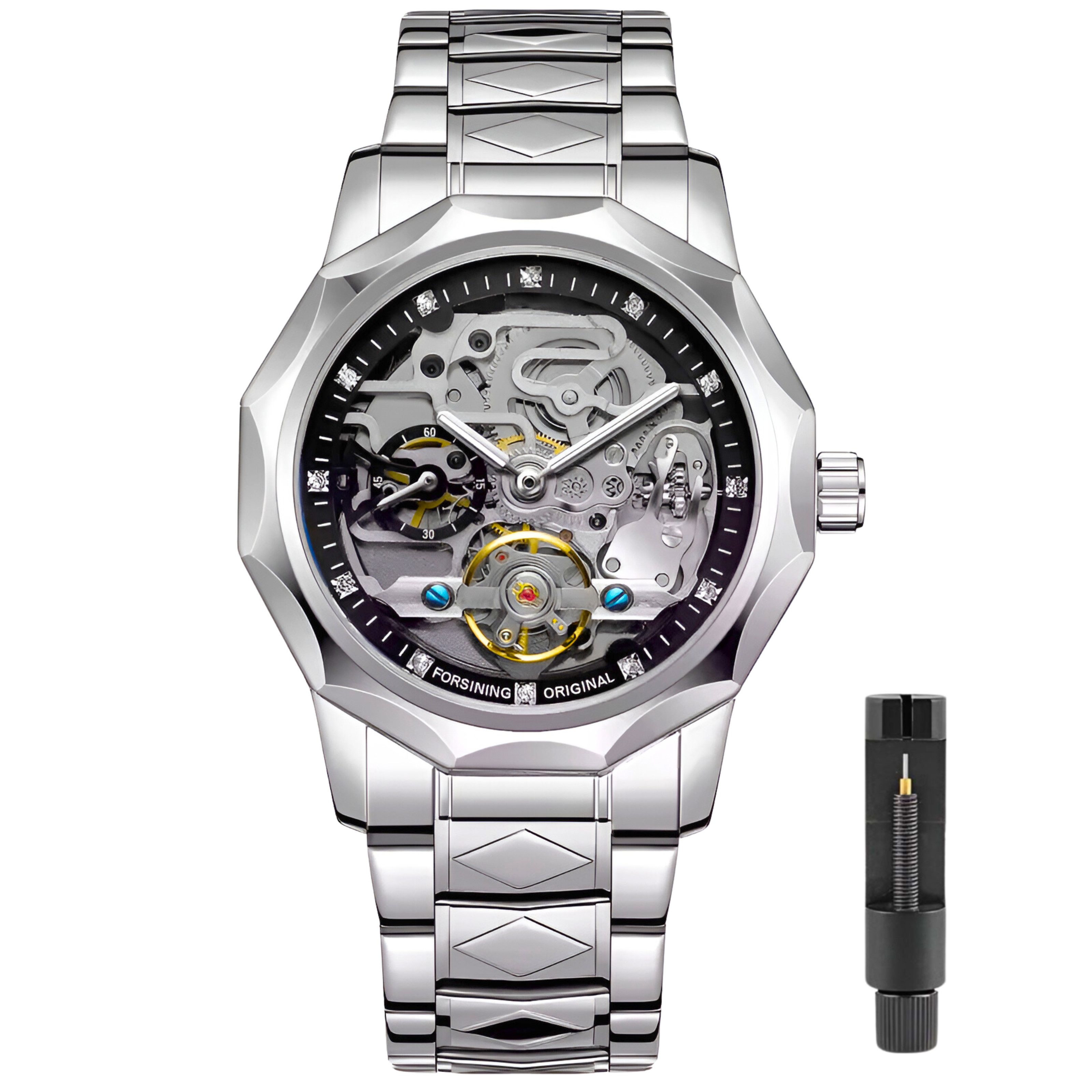 S&T Design Automatikuhr Herren Uhr Mechanisch Herrenuhr Edelstahl Skelett, günstig online kaufen