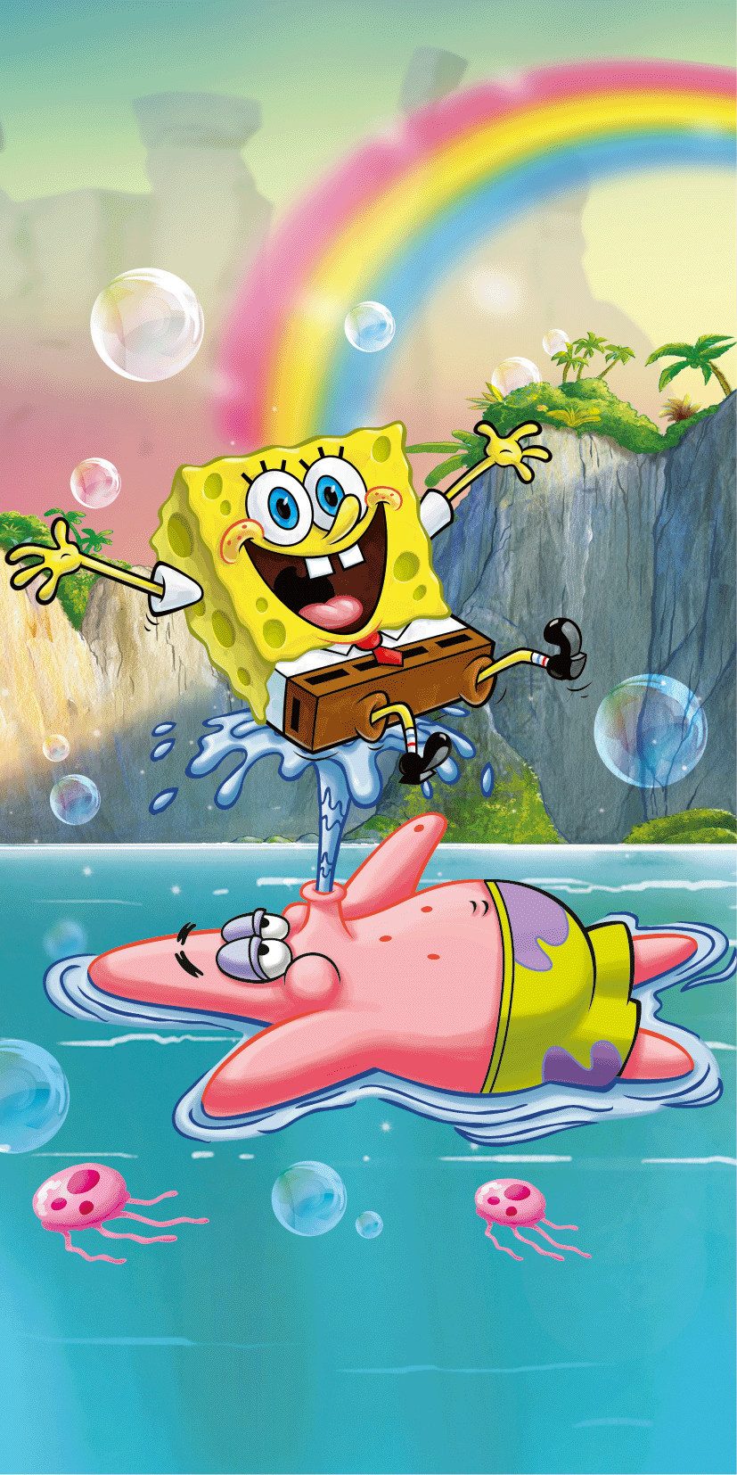 Jerry Fabrics Handtücher SpongeBob Badetuch Strandtuch Duschtuch 70 x 140 cm 100% Baumwolle, (1 Duschtuch, 1-St), Langlebig