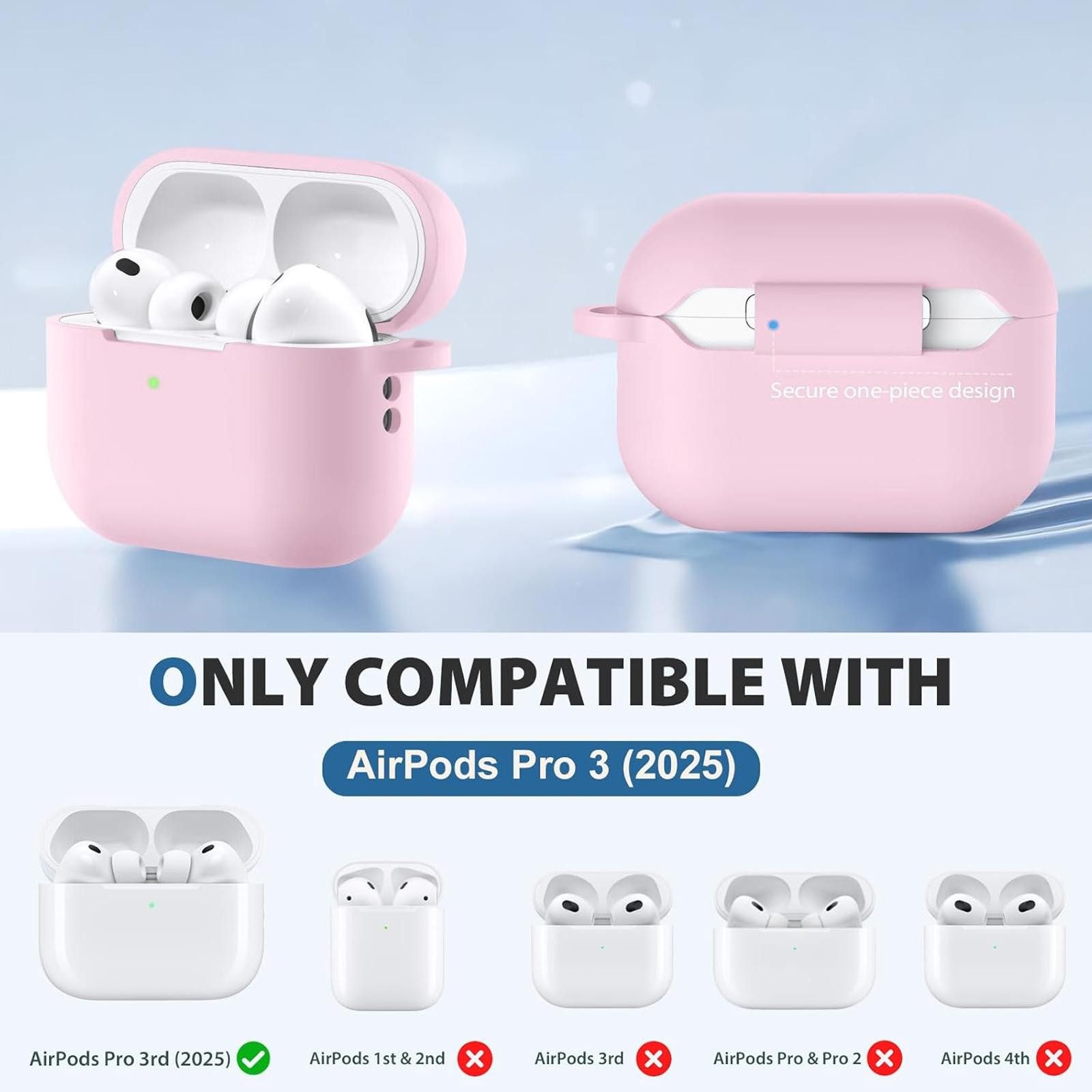CoolGadget Kopfhörer-Schutzhülle für AirPods Pro 3 Silikon, Stoßfest Clip Karabiner kabelloses laden Case Schutz Cover – Bild 4 von 5