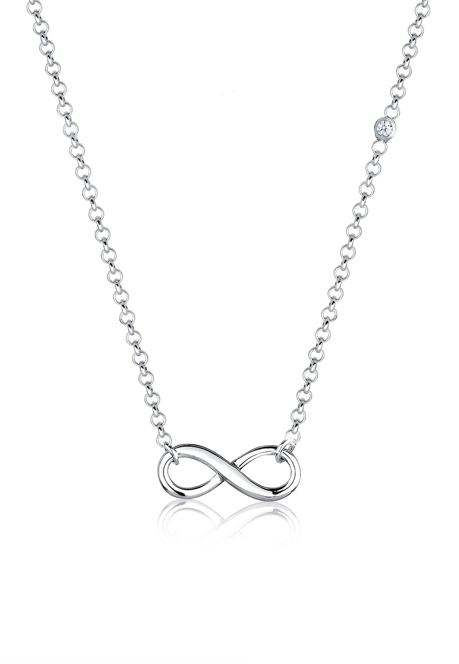 Elli DIAMONDS Collierkettchen Infinity Diamant Brillantschliff (0.015 ct) 925 Sterling Silber