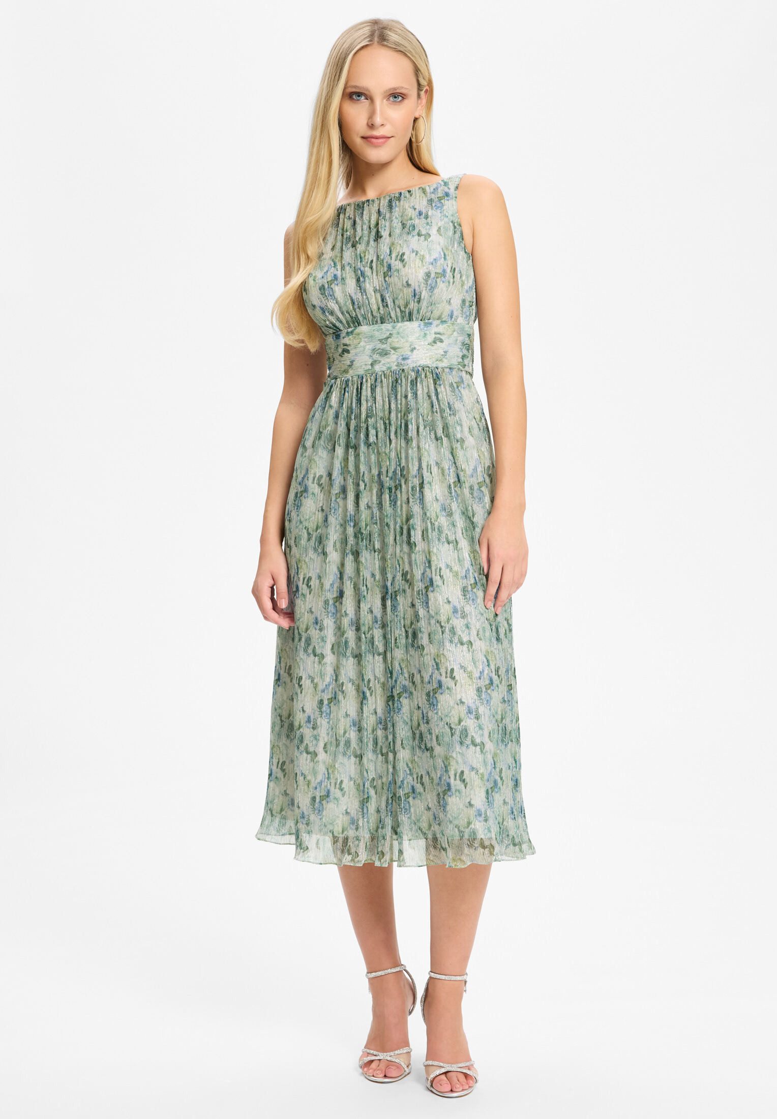 SWING Cocktailkleid - Cocktailkleid aus bedrucktem Plissee Jersey Taillierter Schnitt mit fließendem Rockteil