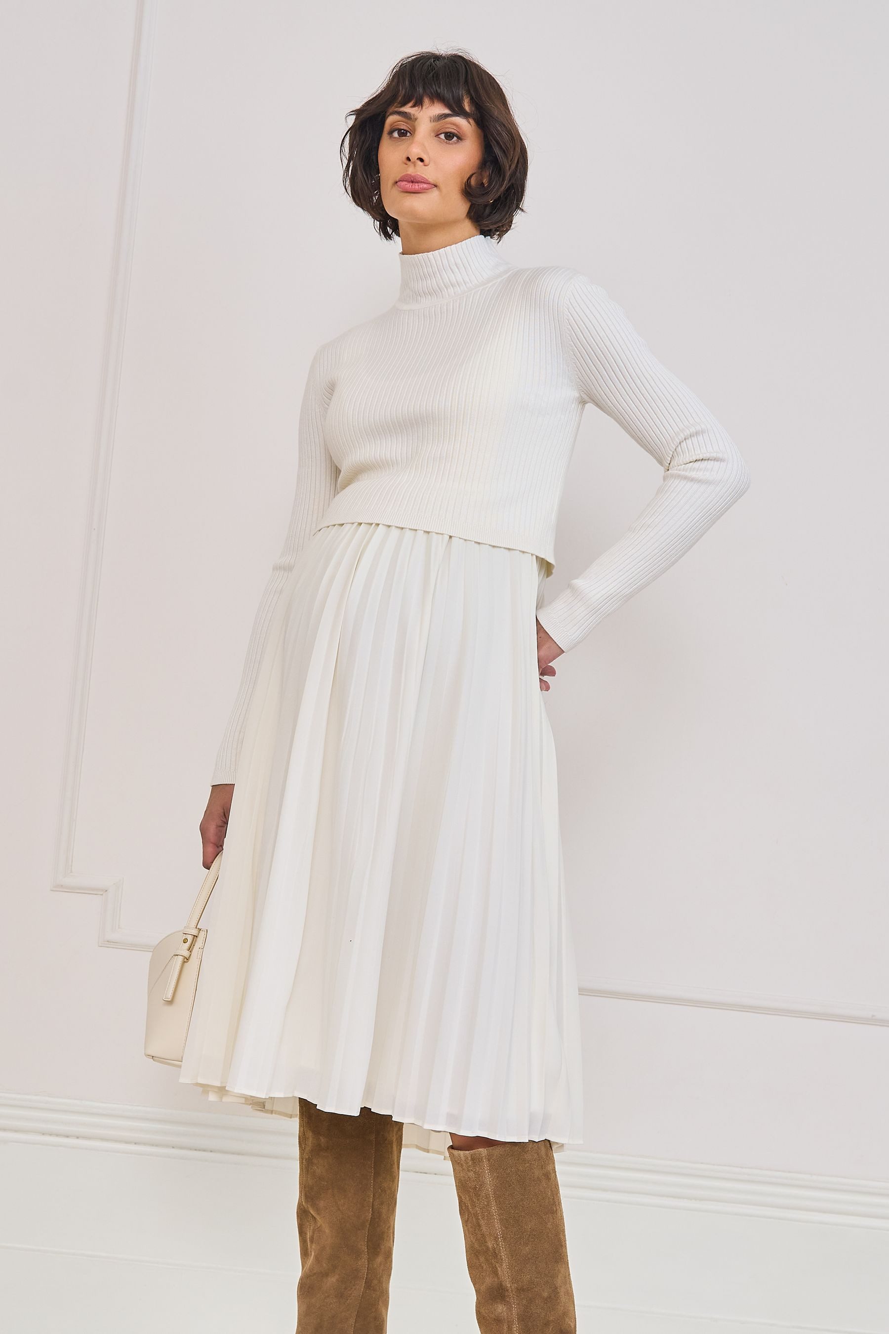 Seraphine Midikleid Seraphine Midi-Rollkragen-Stillkleid, Umstandsmode (1-tlg)