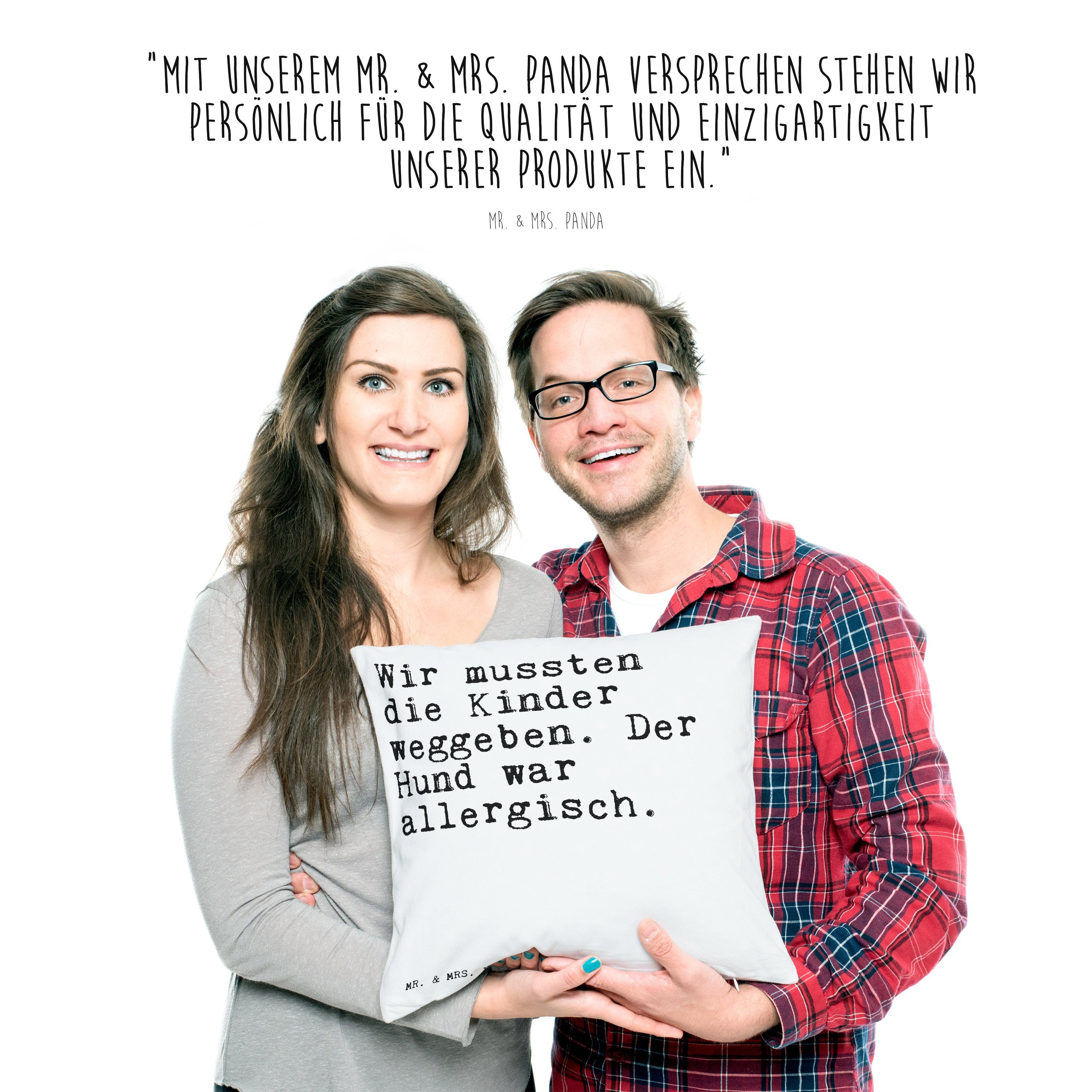 Mr. & Mrs. Panda die mussten Spruch, - Geschenk, Kinder... Sofakissen, Wir Dekokissen - Weiß Kopf