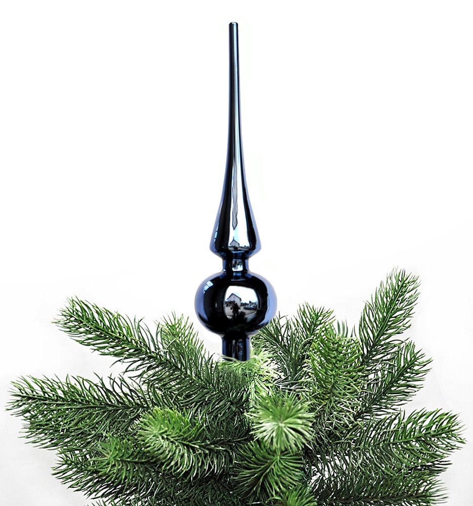 JACK Christbaumspitze Christbaumspitze Echt Glas 26 x 6 cm Matt Glanz Weihnachtsbaum Spitze, Baumspitze aus Echt Glas, inklusive praktischer Aufbewahrungsbox Jeans Blue Glanz