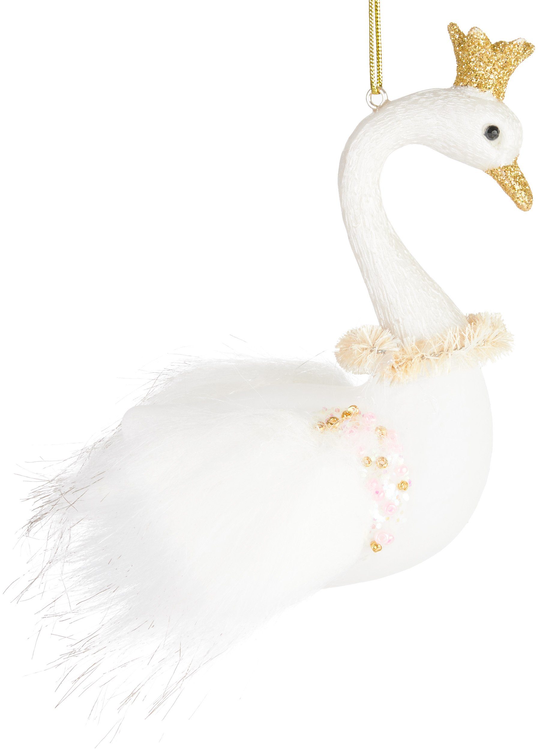 BRUBAKER Weihnachtsbaumkugel Schwan Prinzessin mit Glitzer Krone - Glas Weihnachtskugel Handbemalt (1 St), Christbaumschmuck Lustig - Weihnachtsdeko Figur – Bild 4 von 5