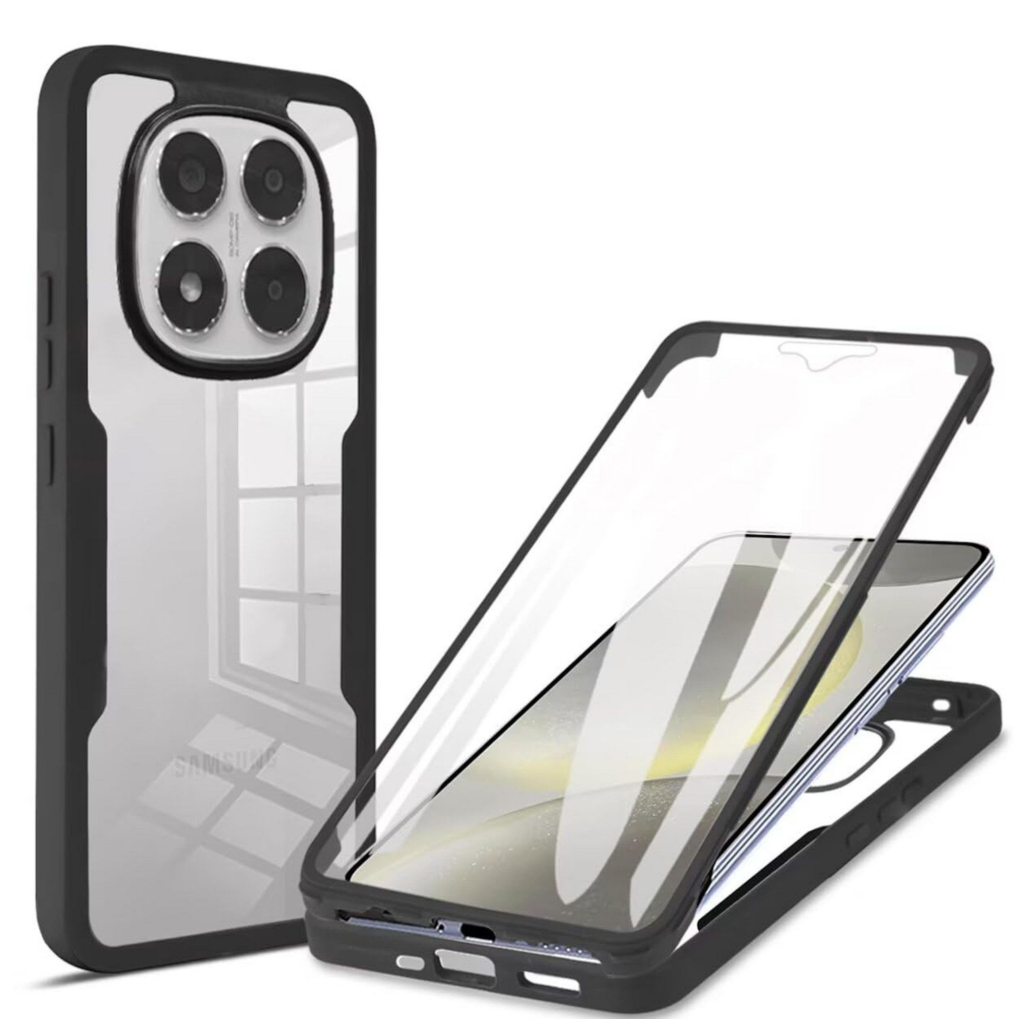Wigento Handyhülle Für Xiaomi Redmi Note 14 Pro / Pro Plus 5G Full Cover 360 Grad Hülle, 360 Grad Schutz, stoßdämpfend, robust