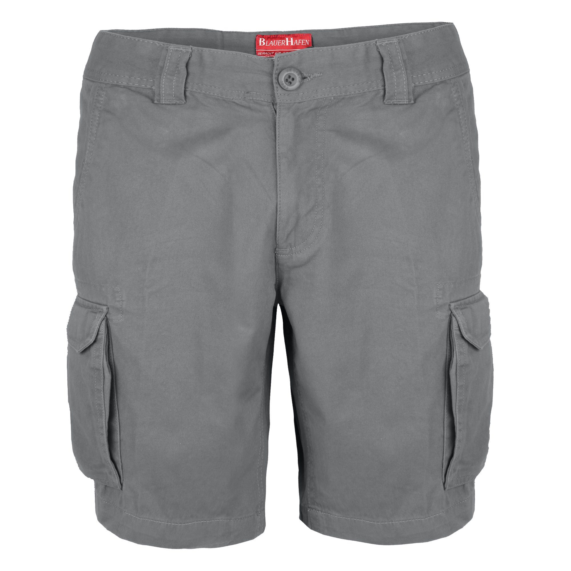 BlauerHafen Cargoshorts Herren Cargo Shorts 100% Baumwolle Hose Normale Passform Bermuda Grau