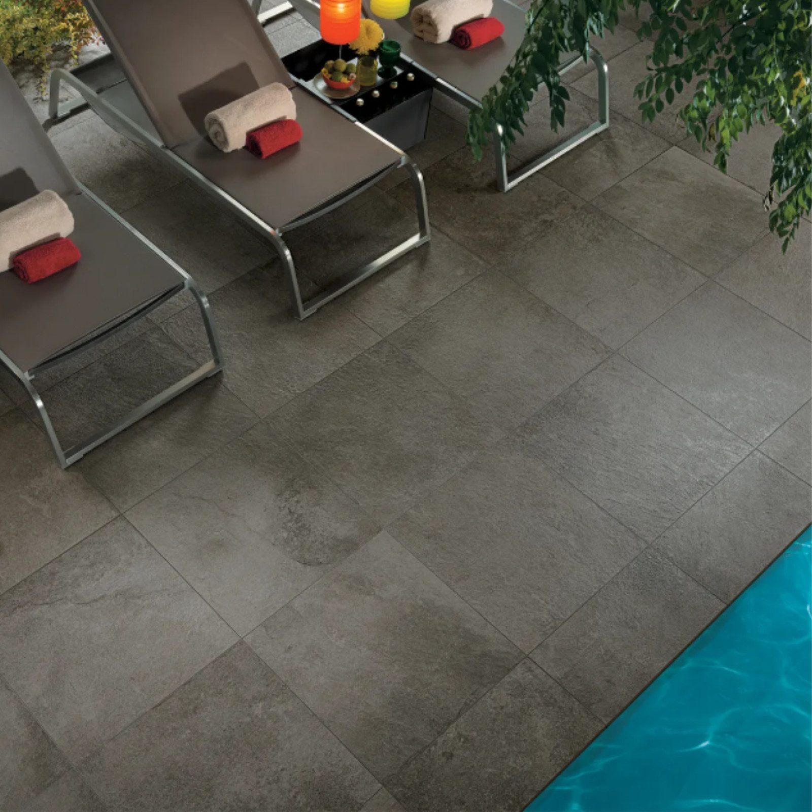 HORI Terrassenplatte HORI Terrassenplatten Feinsteinzeug Steinoptik, Boden für Outdoor, Feinsteinzeug 60x60, Grau, Feinsteinzeug, Massiv, Rutschhemmend