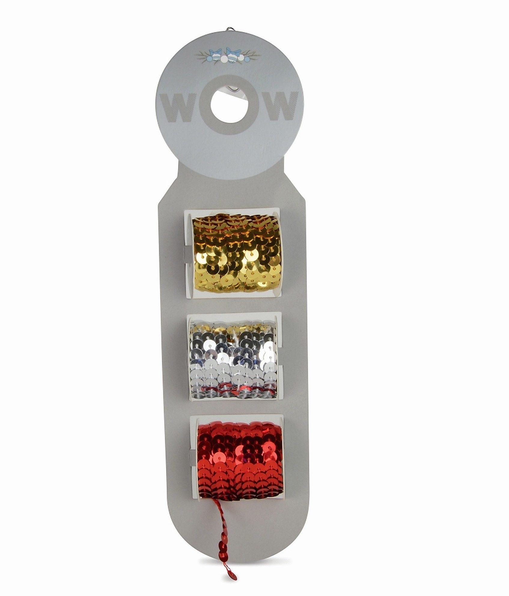 RIFFELMACHER & WEINBERGER Christbaumschmuck Paillettenband 3er Set, 5mm x 3m, Gold/Silber/Ro