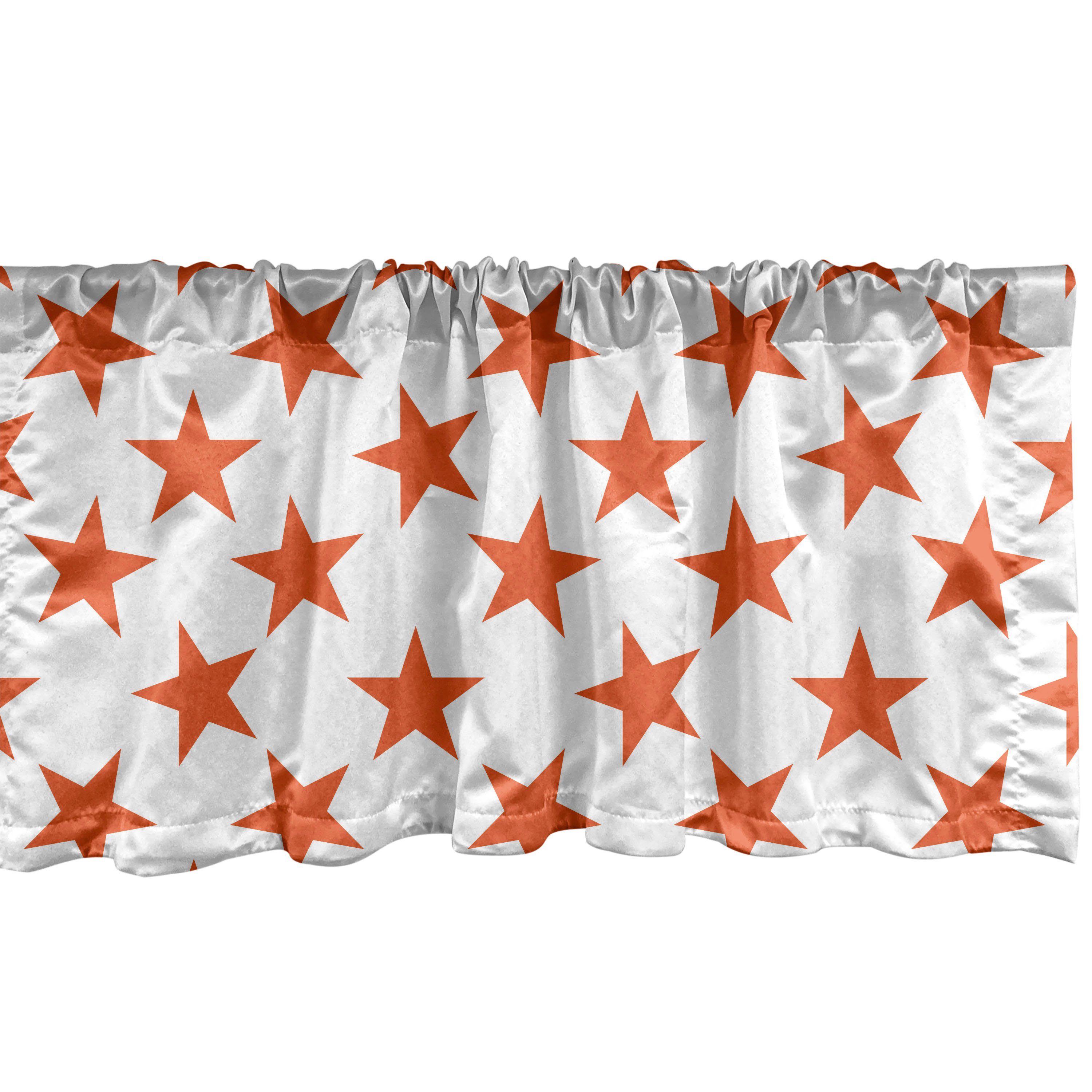 Scheibengardine Vorhang Volant für Küche Schlafzimmer Dekor mit Stangentasche, Abakuhaus, Microfaser, Abstrakt Burnt Orange-Star-Shapes
