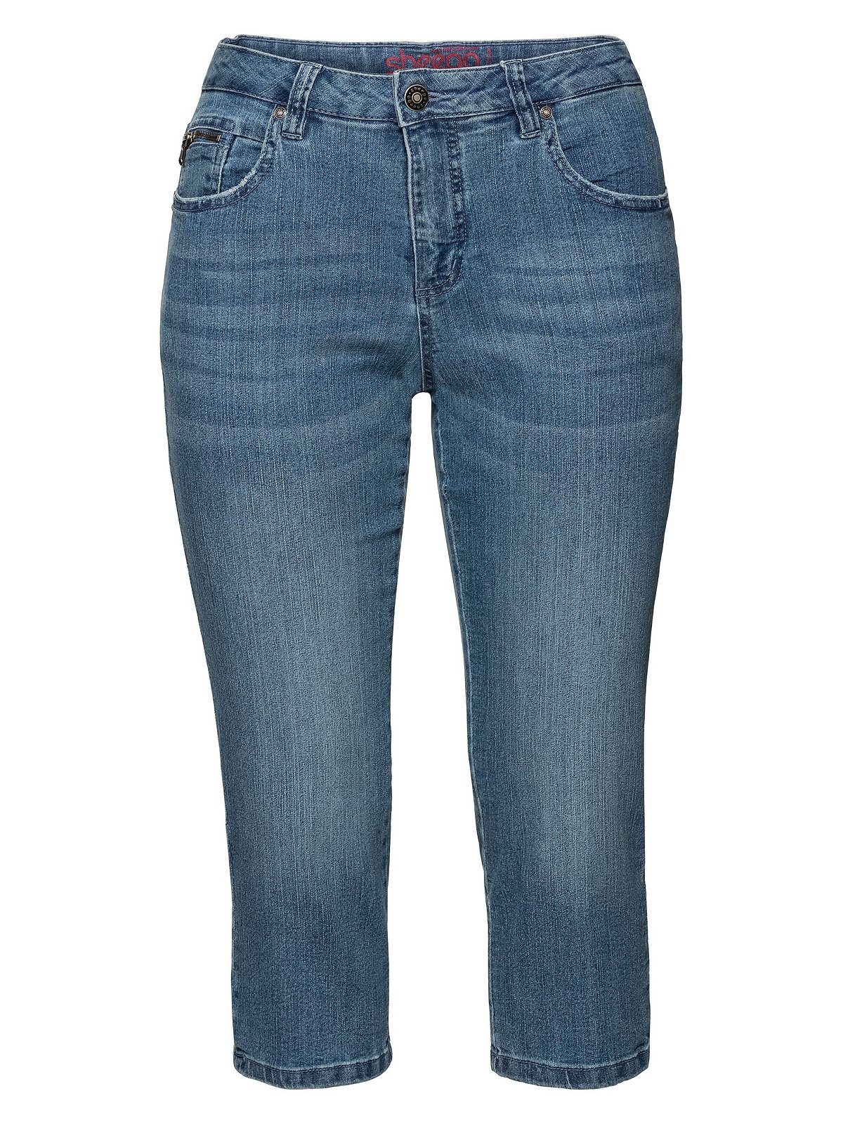 Sheego Caprijeans Große Größen mit Used-Effekten