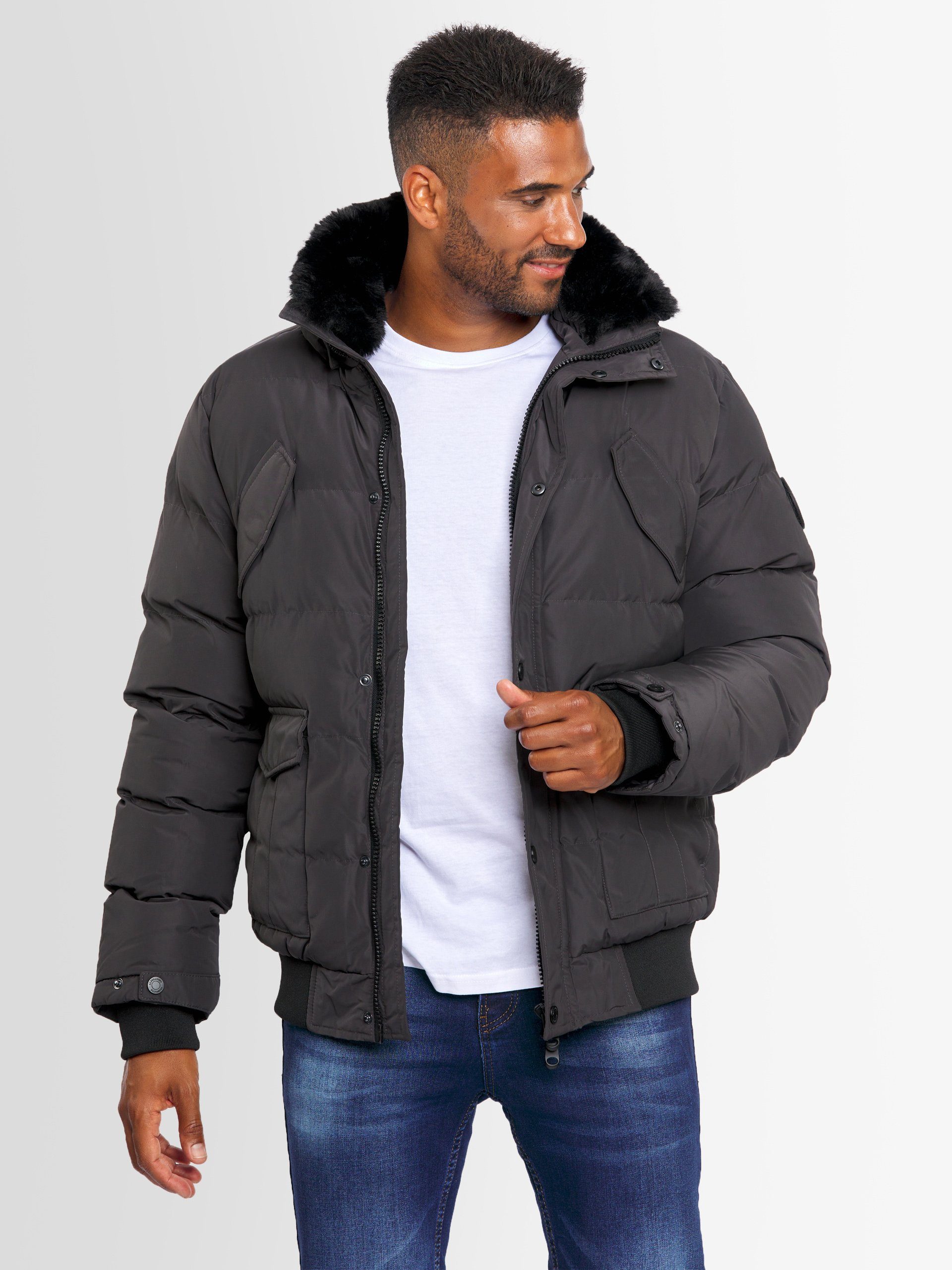 Alessandro Salvarini Winterjacke ASLeonio mit warmem Teddyfell und abnehmbarer Kapuze