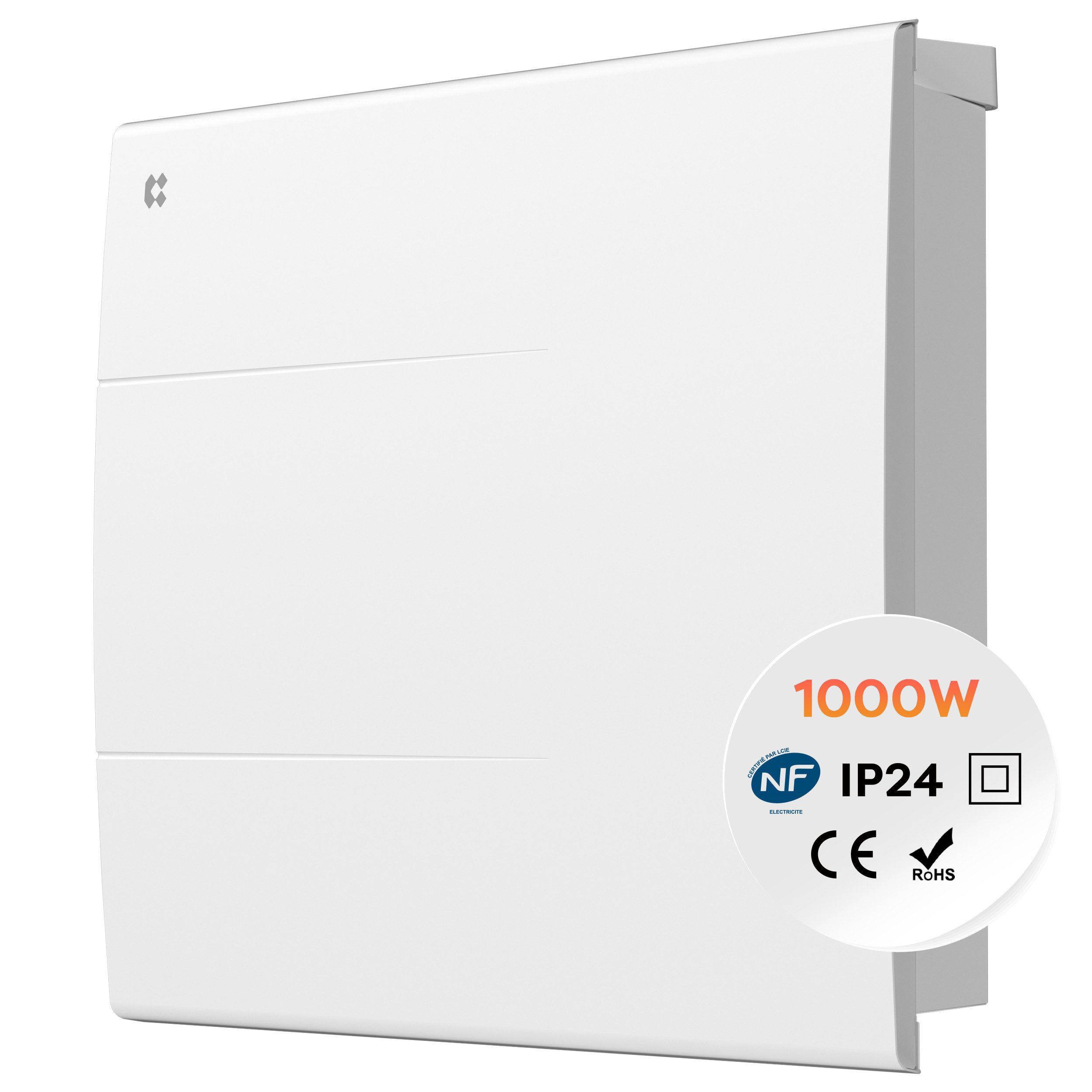 CIARRA Elektro-Heizkörper 1000–2000 W Keramik-Heizkörper mit PID-Thermostat, 7-Tage-Programm, IP24, für ca. 10-15 m², Wandmontage Heizgerät