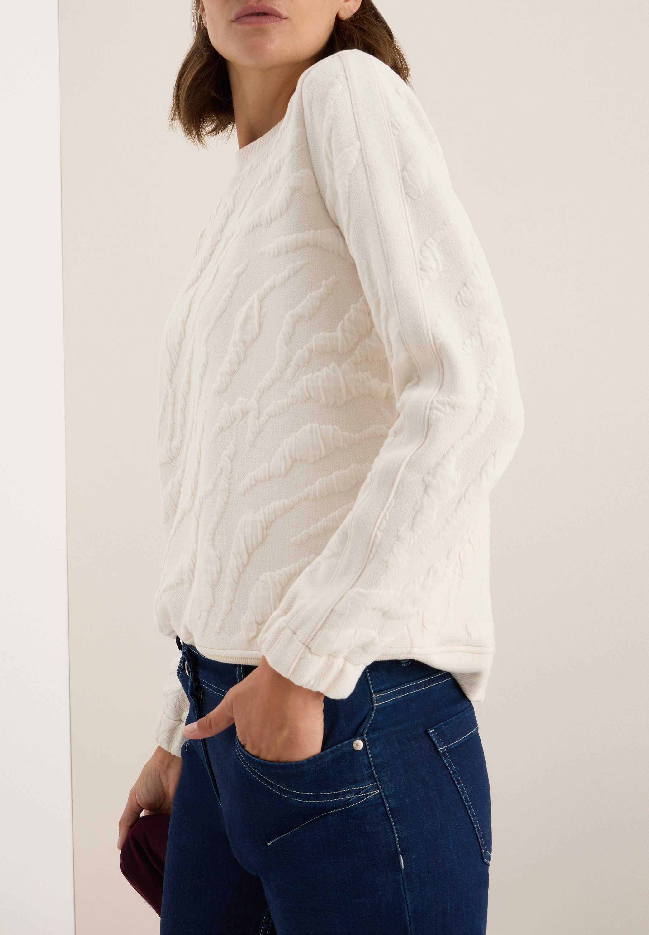 CECIL Sweatshirt mit Zebra Strukturmuster