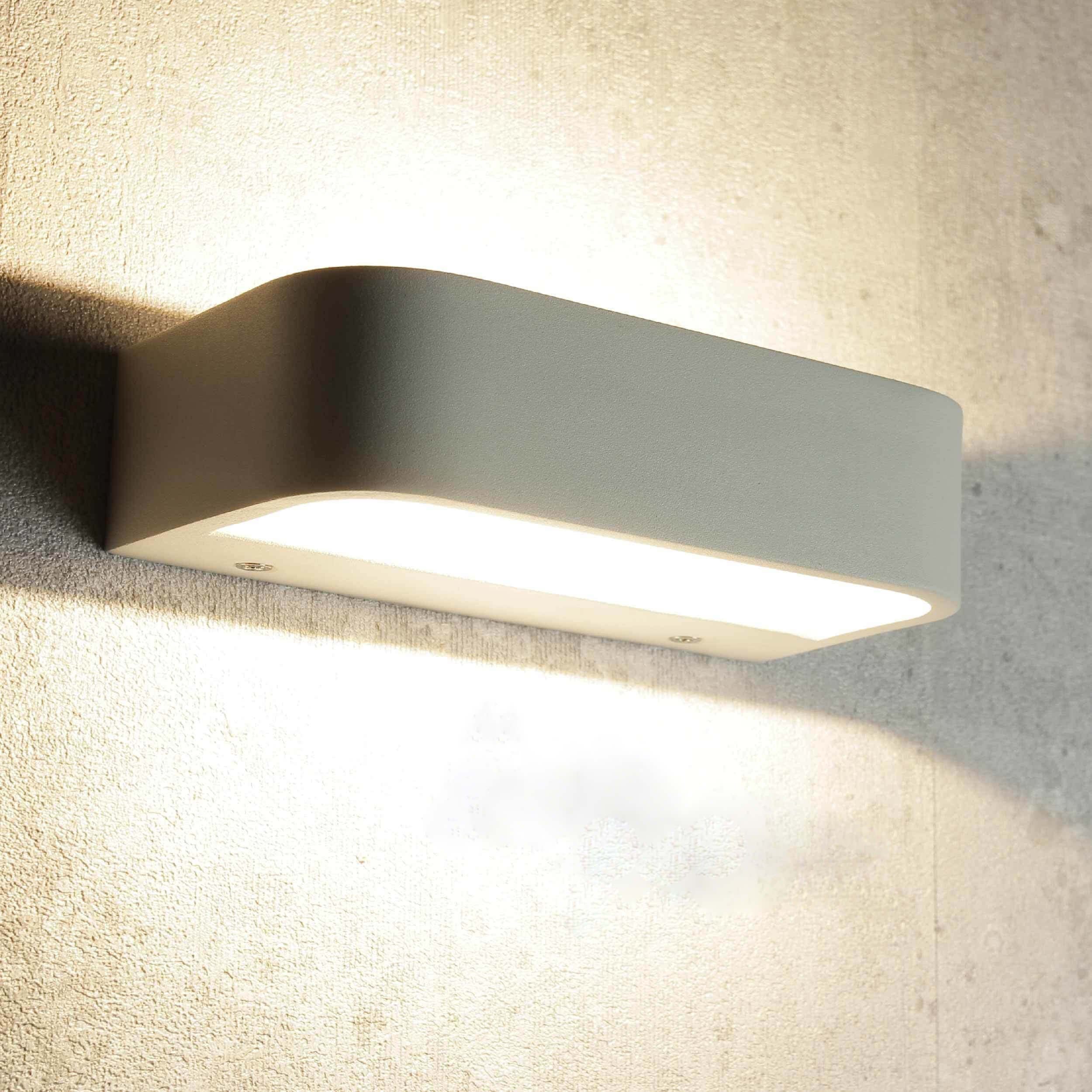 Weiß LED Up länglich Licht-Erlebnisse Wandleuchte Innen integriert, Aluminium Strahler sparsam Warmweiß, GESS, LED fest Wandlampe Down