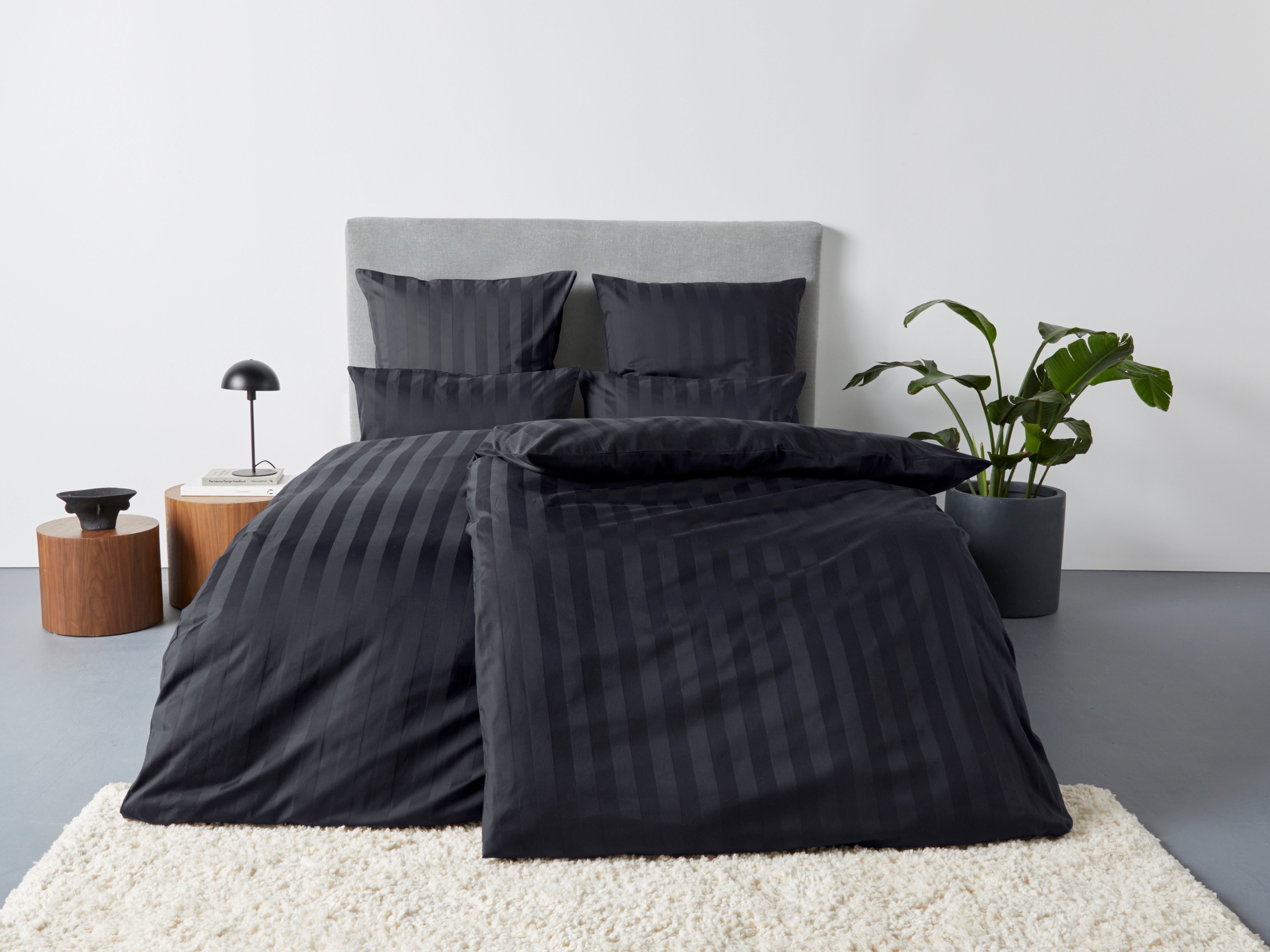 in Satin-Qualität zeitlose in Baumwolle, schwarz Bettwäsche Bettwäsche Bettwäsche 155x220 cm, aus oder Malia Leonique, Satin, 135x200 2 Gr. teilig,