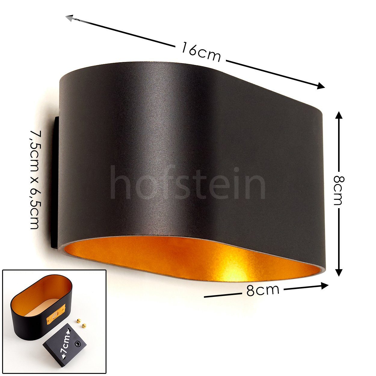 hofstein Wandleuchte »Leuca« Wandlampe aus Metall in Schwarz/Gold, ohne Leuchtmittel, moderne mit Lichteffekt, 1xG9, Innen mit Up & Down-Effekt