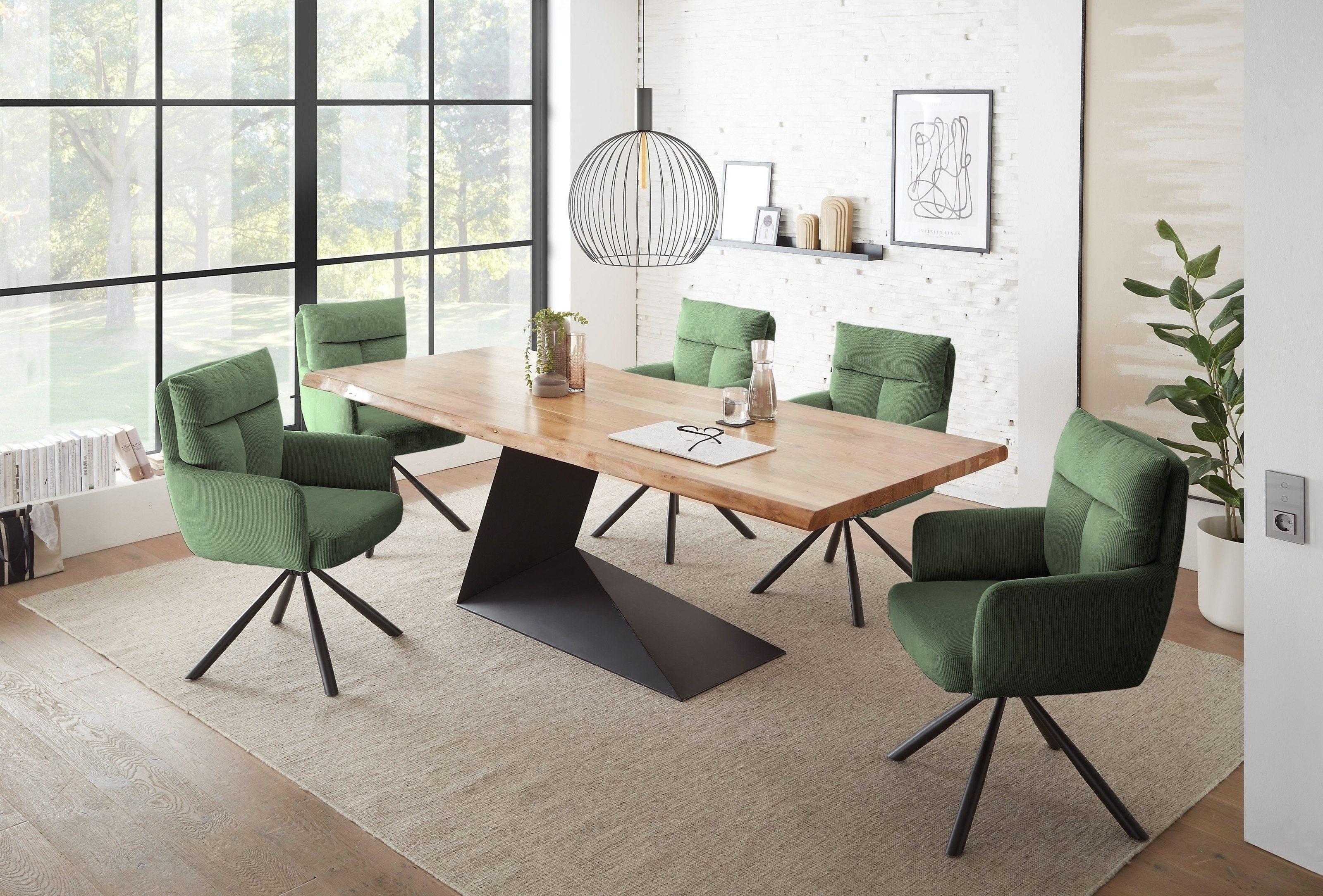 Stolkom Sp.z.o.o. Armlehnstuhl (2er Set) in grün, Cordbezug - 60x93x67cm (B günstig online kaufen