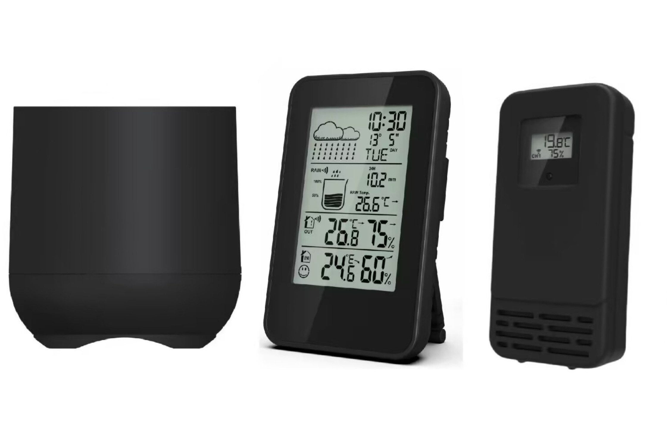 Denver WSR-560 Funkwetterstation (Wetterstation mit Uhr und Kalender- Funktion, Anzeige in 7 Sprachen)