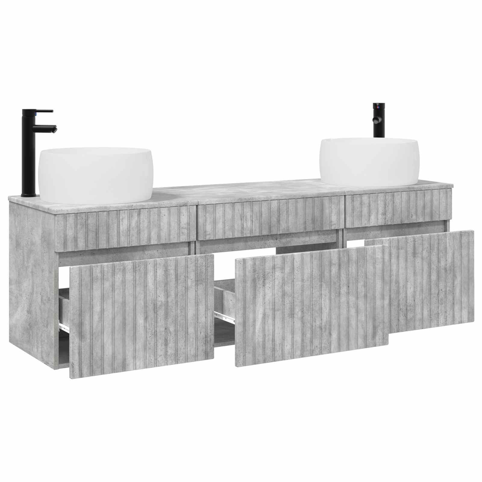 vidaXL Badezimmerspiegelschrank Badezimmerschrank-Set 3 stk. Betongrau 49 x 44,5 x 66 cm (3-St)