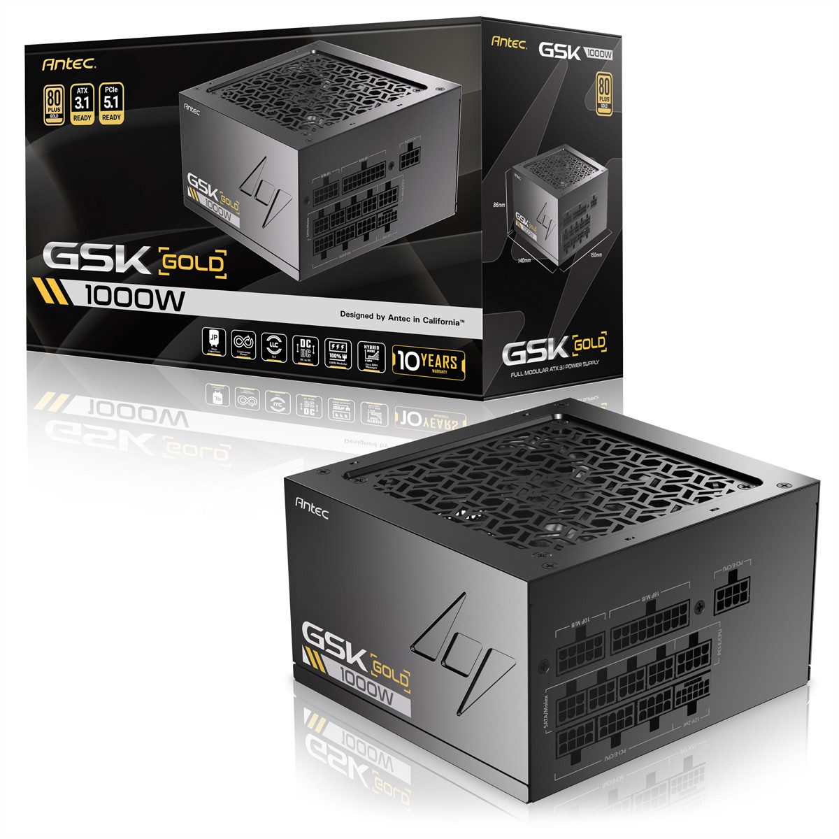 Antec GSK 1000 ATX3.1 1000 W Vollmodulares 80 PLUS Gold-Netzteil PC-Netzteil