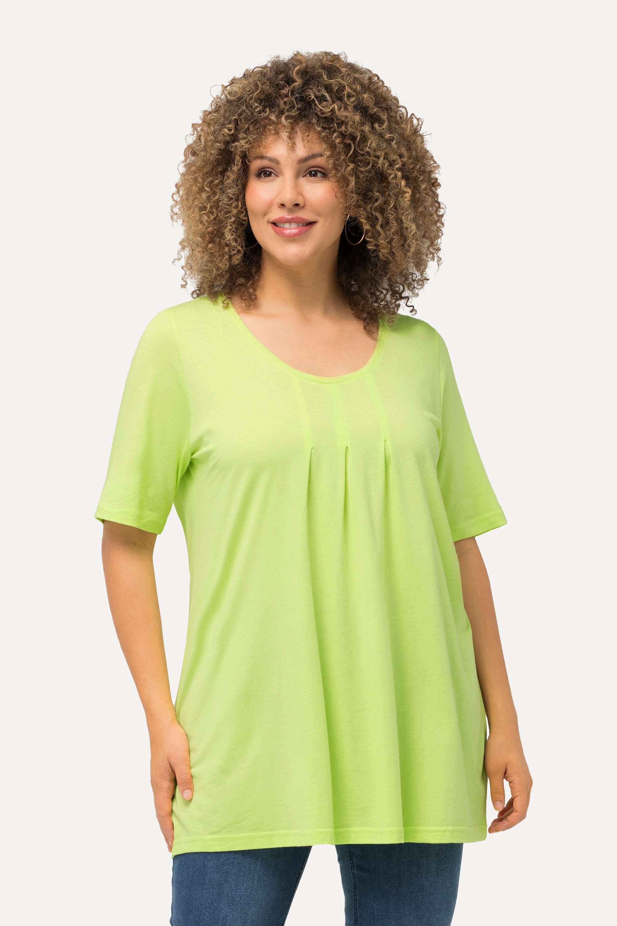 Ulla Popken T-Shirt T-Shirt Zierfalten A-Linie günstig online kaufen