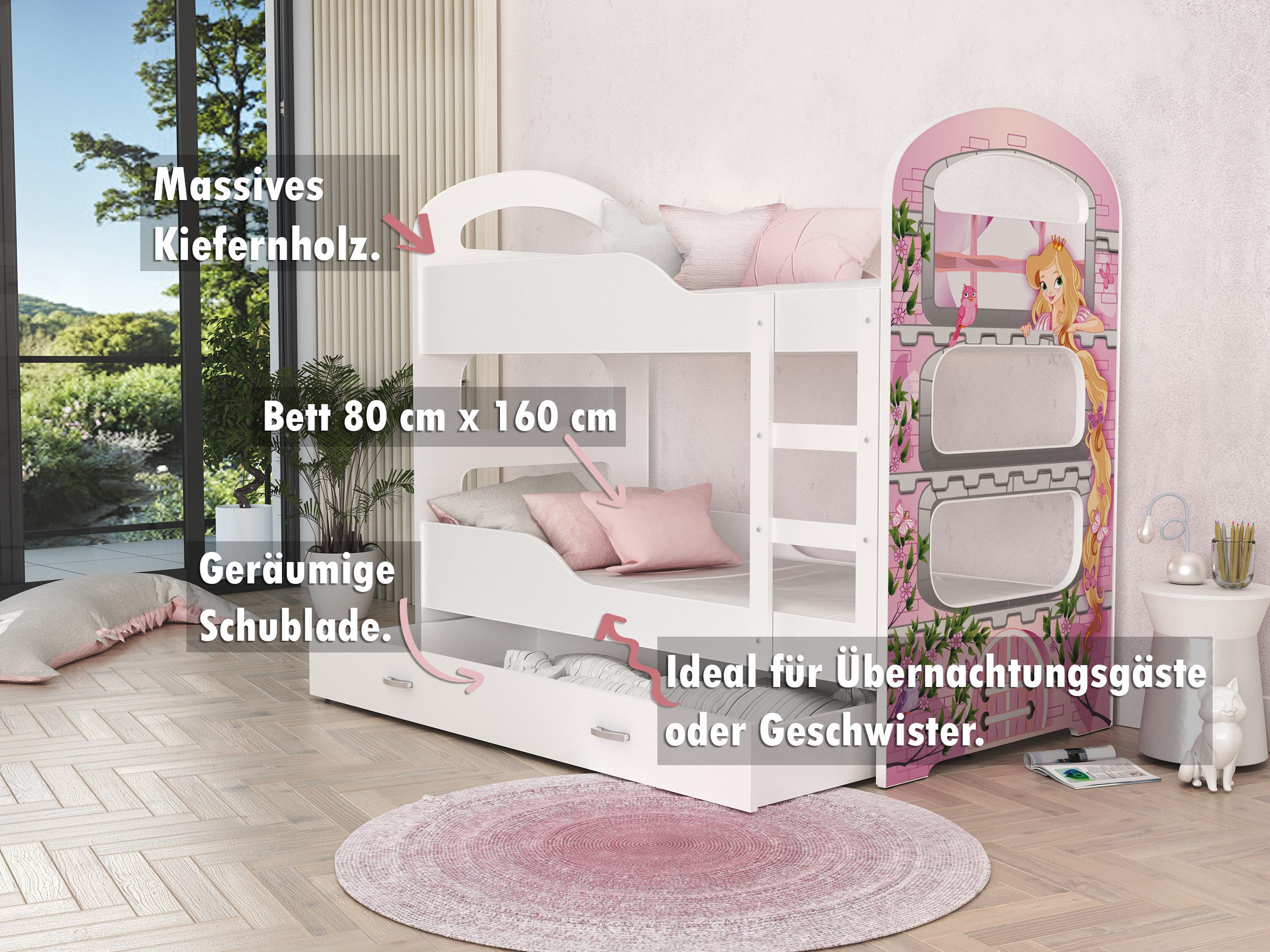 AJKmeble Hochbett 80x160cm und 80x190cm in günstig online kaufen