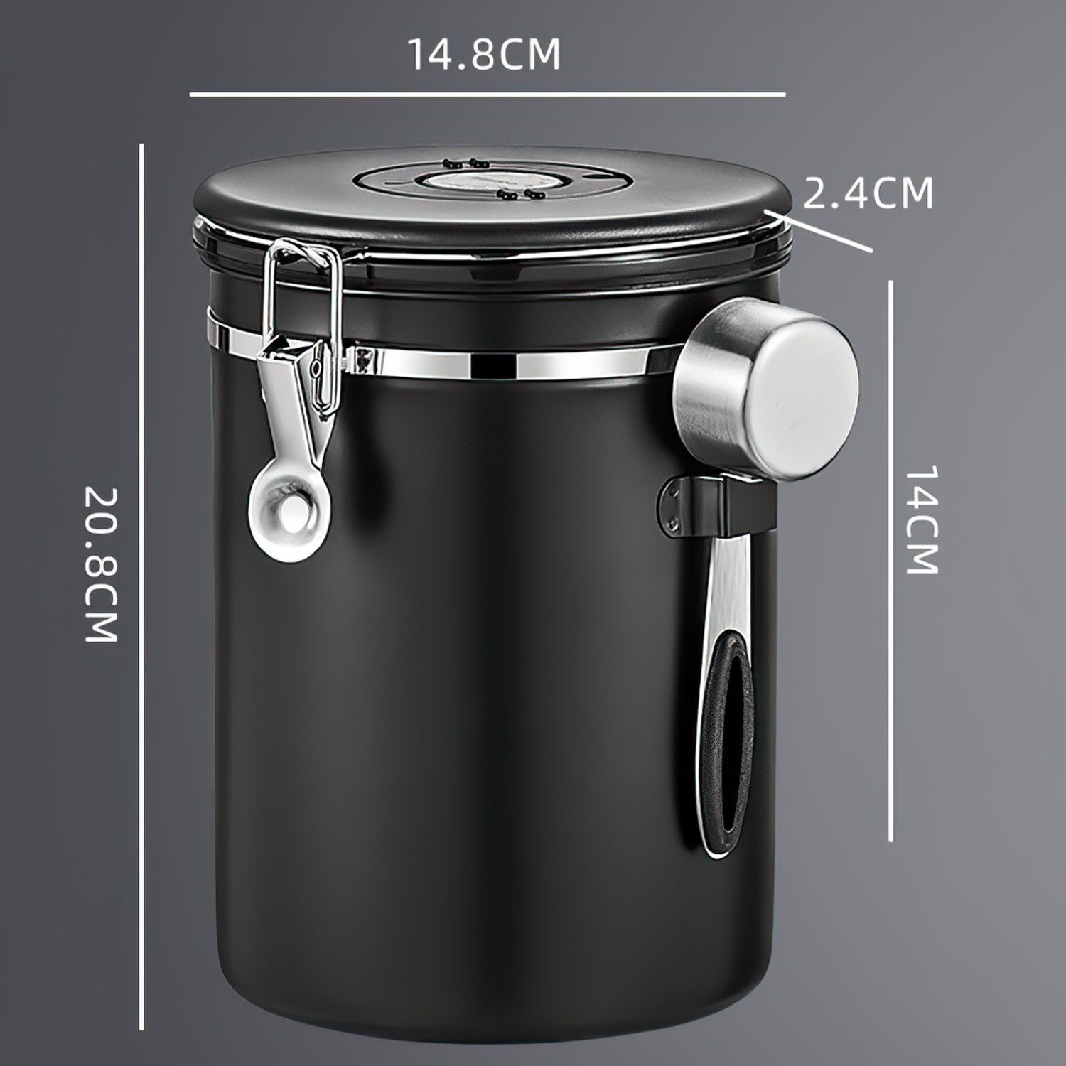 Refined Living Kaffeedose Vorratsdose luftdicht Edelstahl Kaffeebehälter 2800 ml mit Messlöffel, (mit Datumsmarkierung Aufbewahrungsdose Kaffeebohnen Aufbewahrung, 1-tlg), Bohnen Behälter Vorratsglas Aufbewahrungsdose mit Luftdichtem Deckel