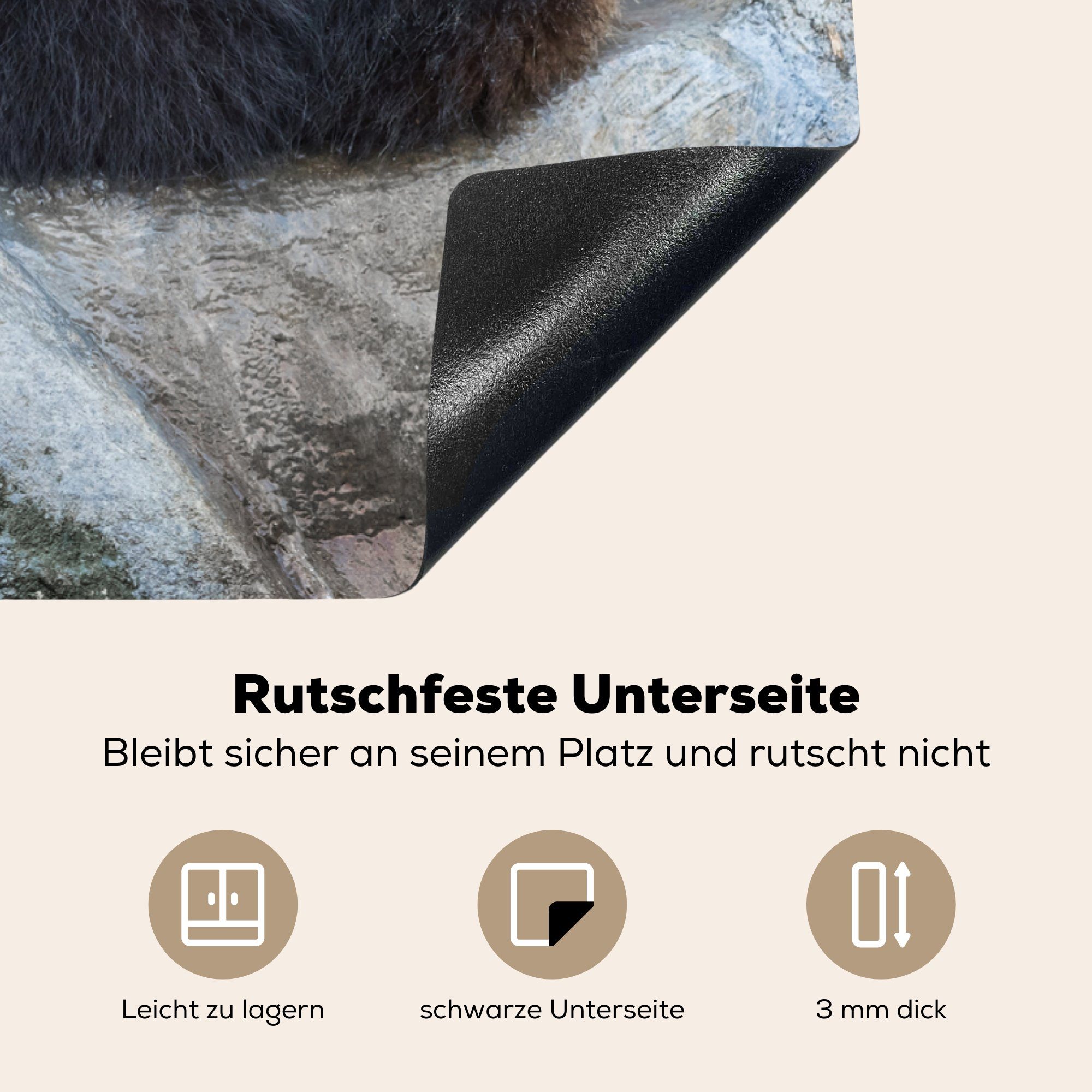 küche, MuchoWow Induktionskochfeld Ceranfeldabdeckung 81x52 cm, (1 - Stein, tlg), - die Herdblende-/Abdeckplatte Panda Schutz Vinyl, Schlaf für