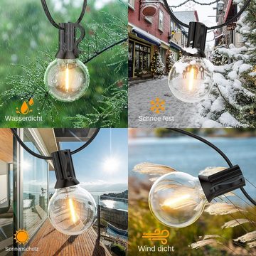 yozhiqu Lichterkette LED-Fee Lichterketten Outdoor, 30m mit 50+2 warmweißen G40 Glühbirnen, wasserdichte Innen-/Außenlichterketten für Garten,Terrasse, Hochzeiten
