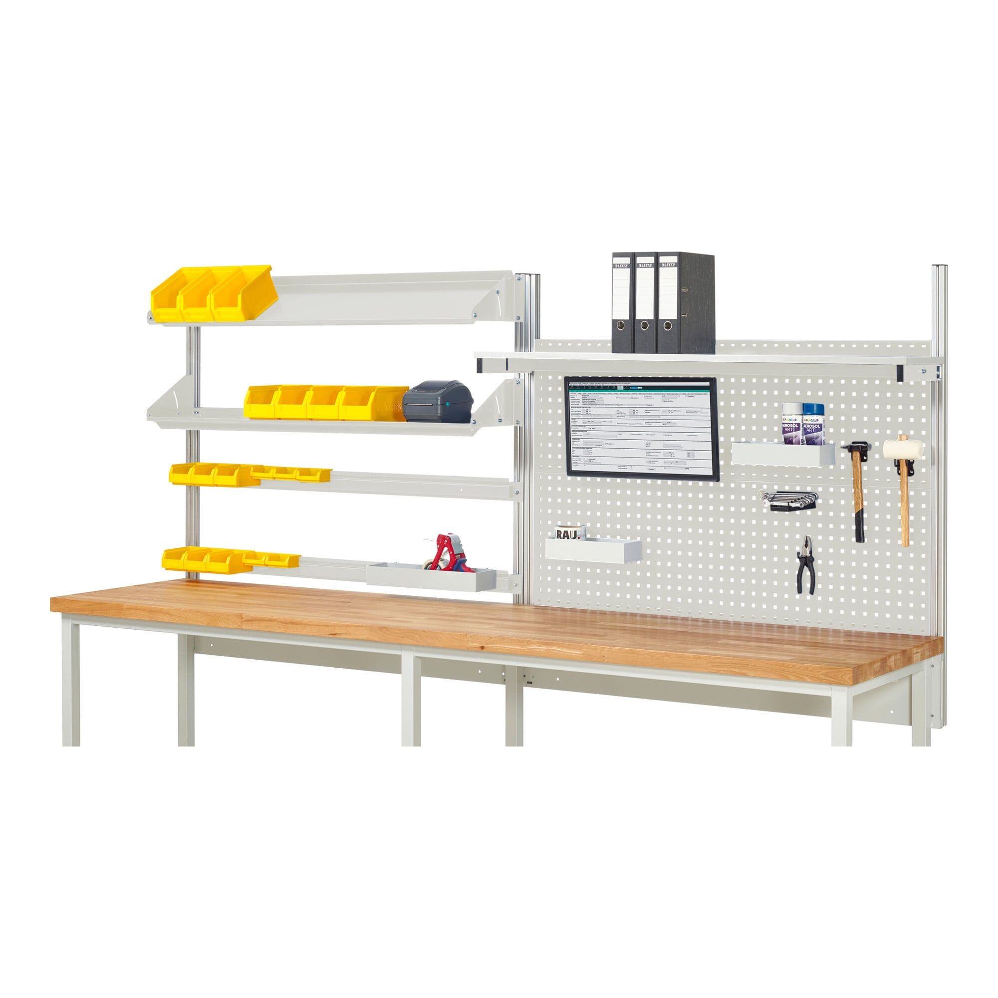 RAU Werkbank Rau System-Aufbau Komplettset 05, für Produktbreite 3000 mm, RAL7035/R