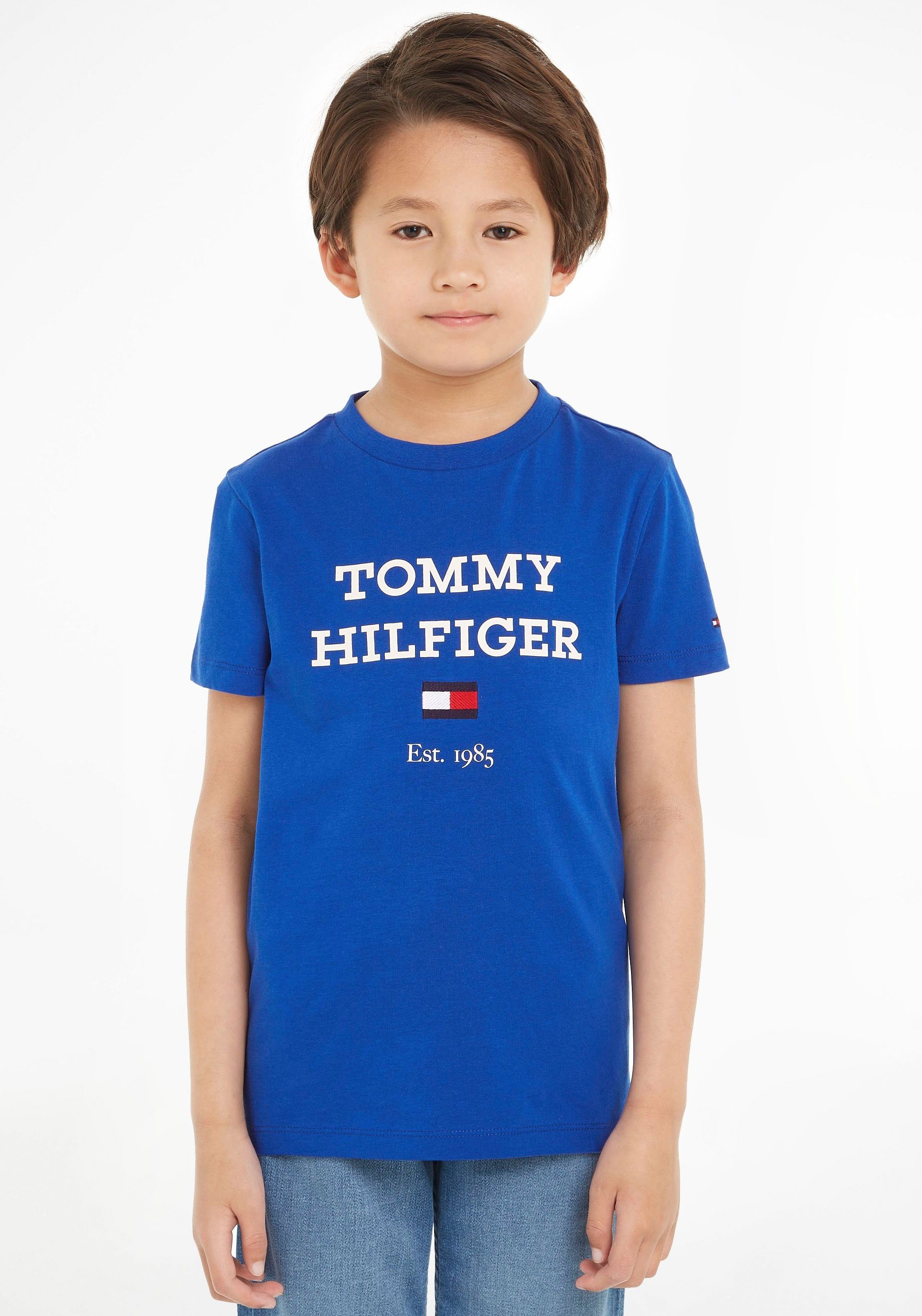 mit S/S TEE T-Shirt Hilfiger Tommy LOGO Logoschriftzug TH großem