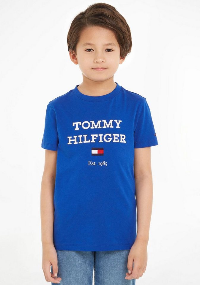 Tommy großem TEE S/S TH mit T-Shirt Hilfiger LOGO Logoschriftzug