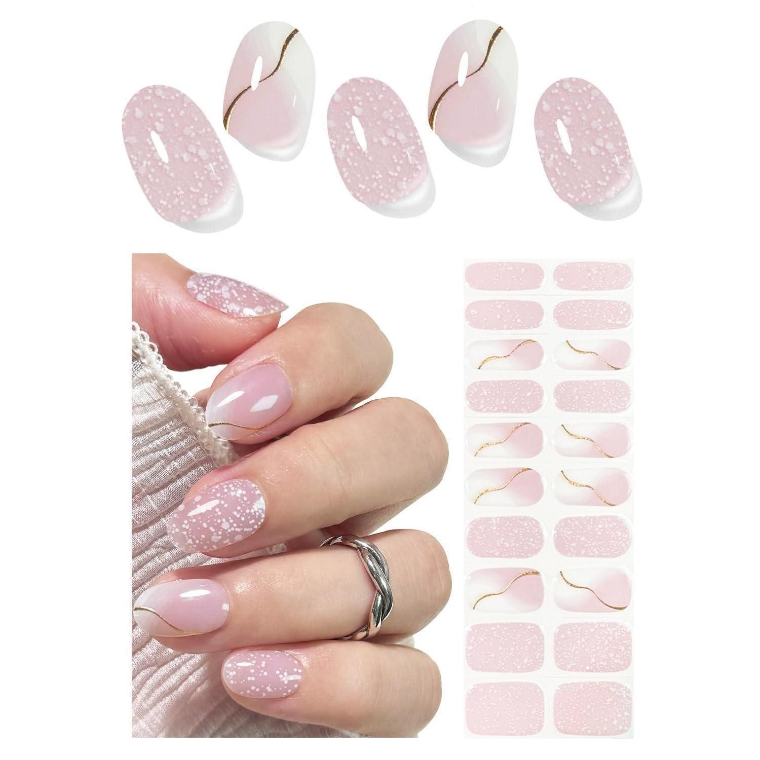 LuxusKollektion Nagel-Tattoo UV Nagelfolien Rosa Streifen 20 Stück Gel-Sticker