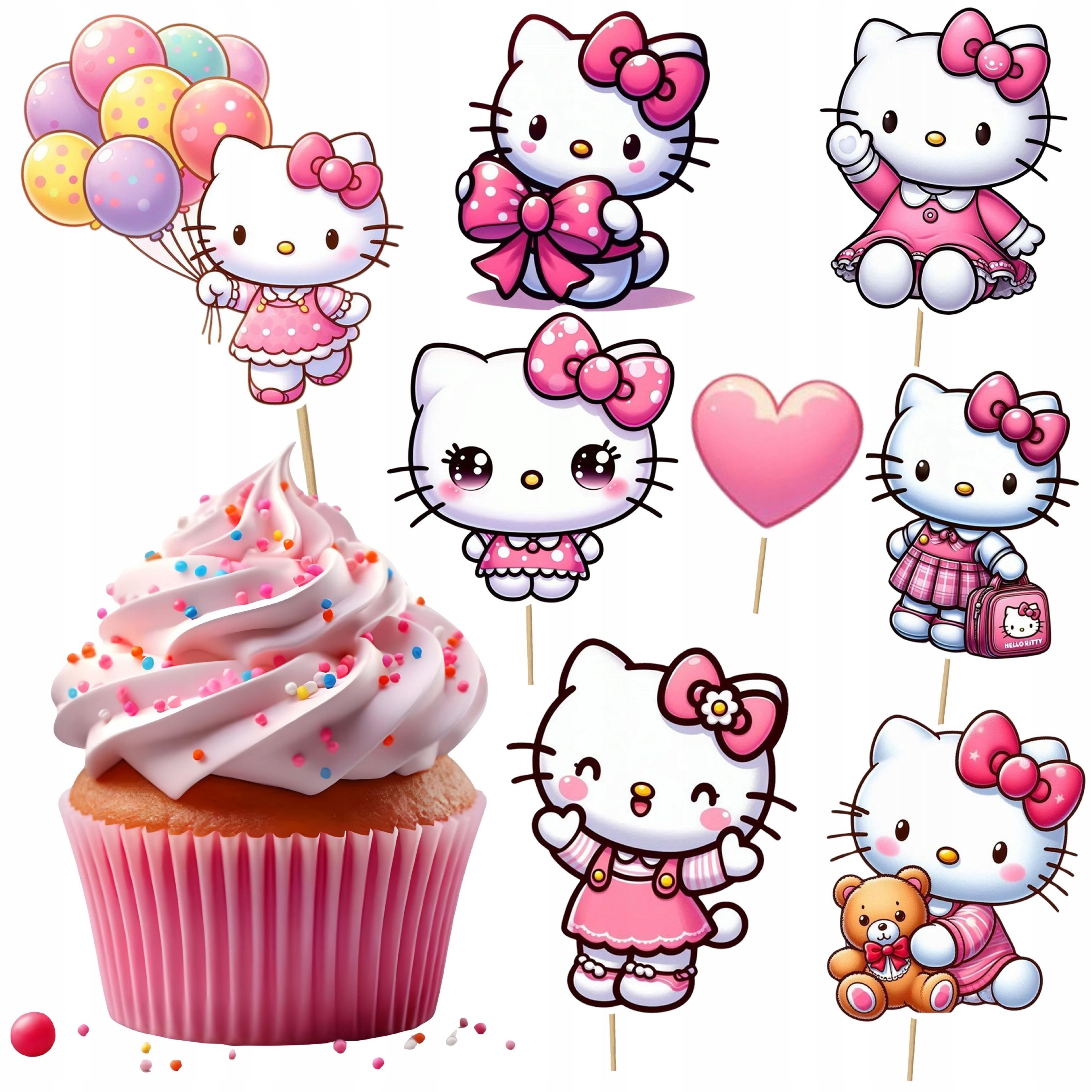 Hello Kitty, Topper Hello Kitty Torten-Topper Set, Papier