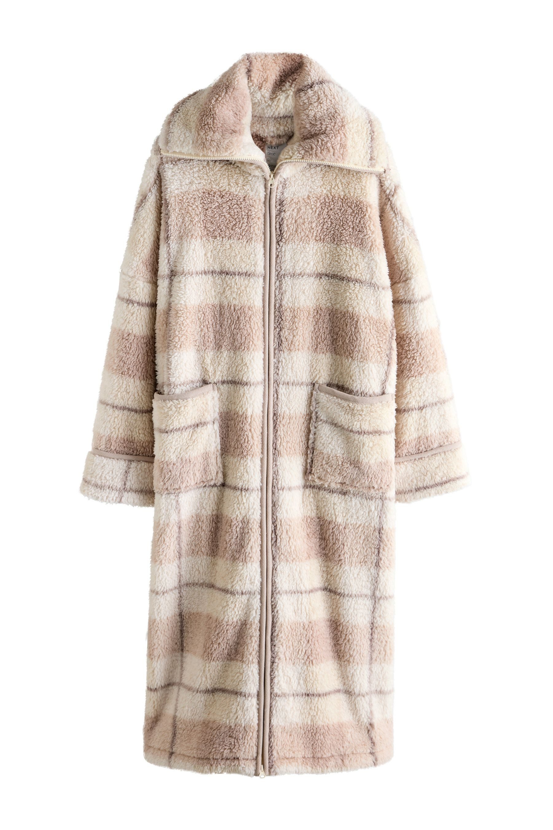 Next Damenbademantel Morgenmantel aus Teddyborg mit Reißverschluss, Polyest günstig online kaufen