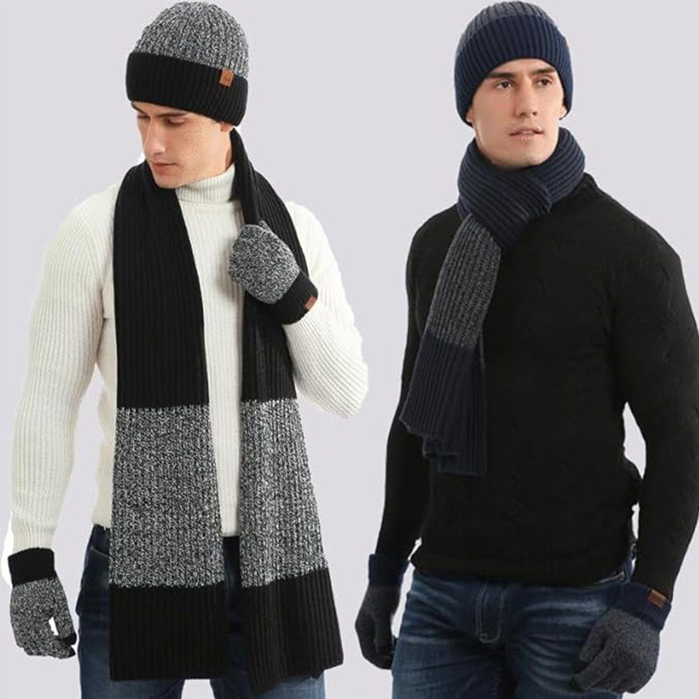 Warme PFCTART Mütze, Wärme dreiteiliges Schal, Mütze Set,Winterliche Schal & Handschuhe,