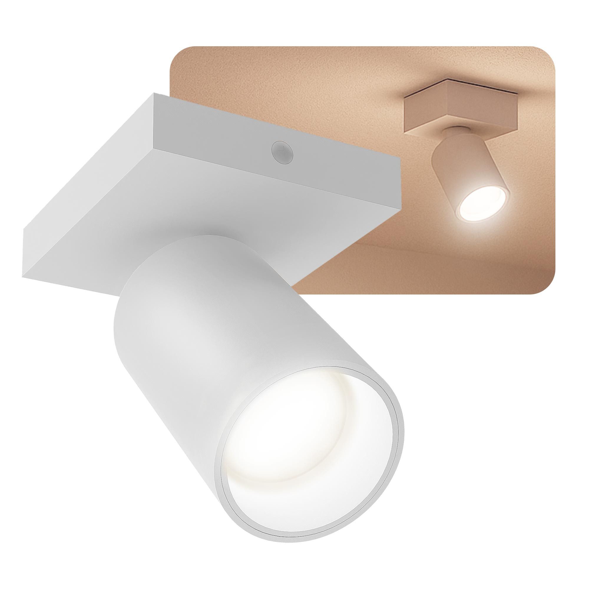 SSC-LUXon LED Aufbaustrahler NUVIO Spotleuchte Deckenlampe 1flammig weiß 7W dimmbar neutralweiß, Neutralweiß