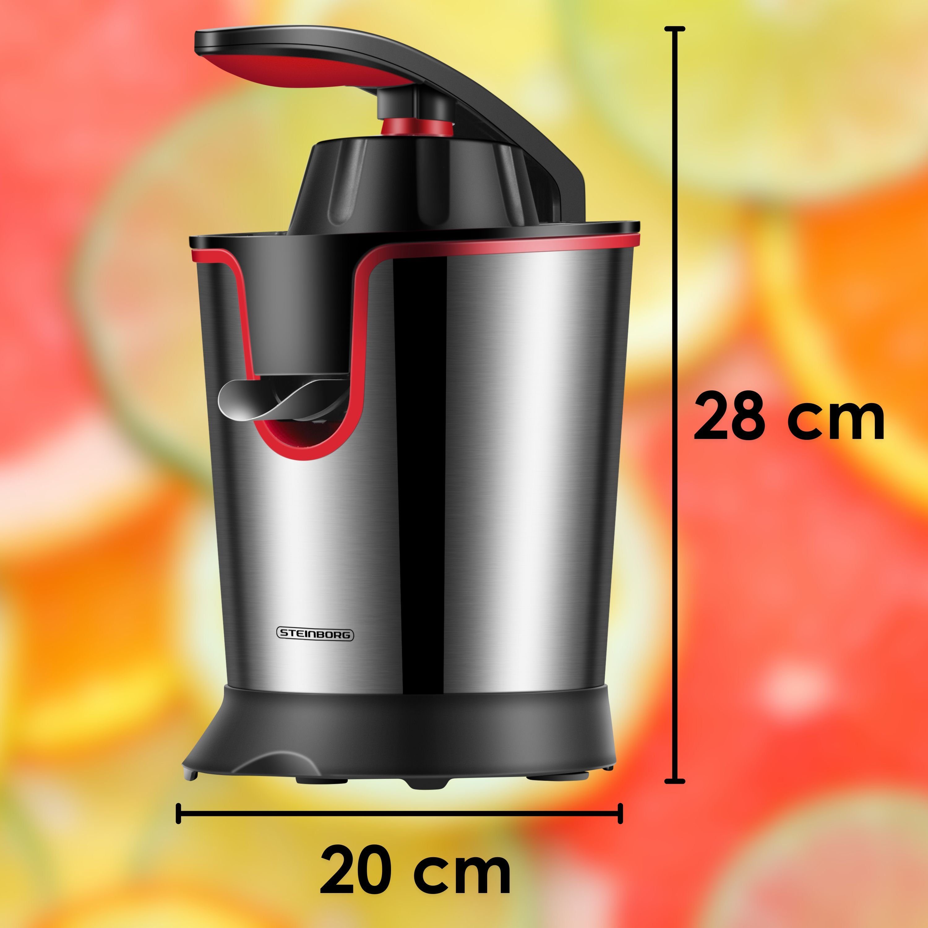 STEINBORG Zitruspresse SB-7050, 300 W, Edelstahlgehäuse,Antitropffunktion,spülmaschinengeeignet